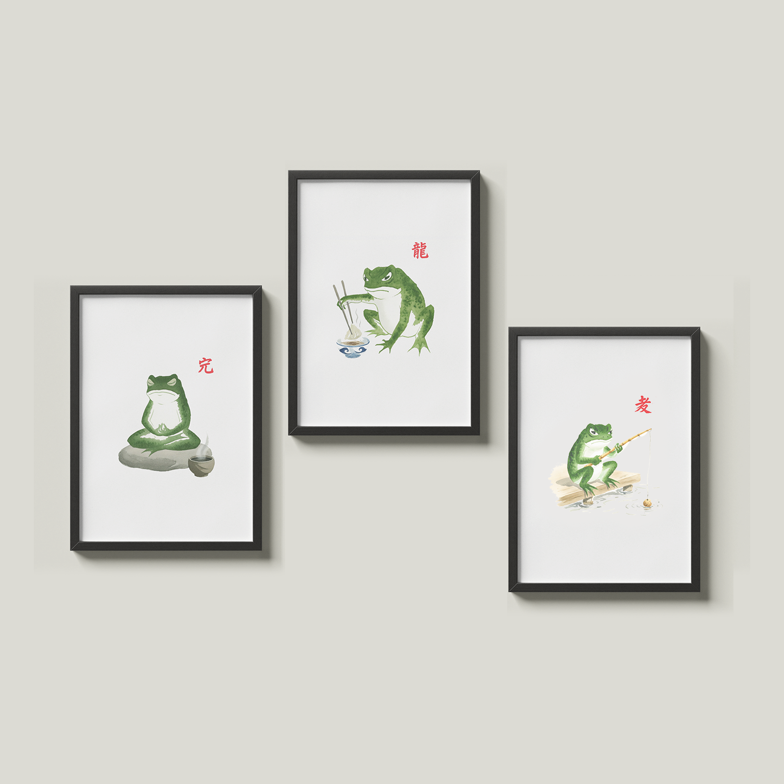 Japanese Frog Print Set of 3 (A4)