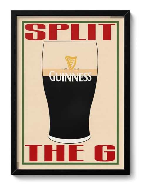Split The G Guinness Vintage Irish Beer Bar Pub Stout Man Cave