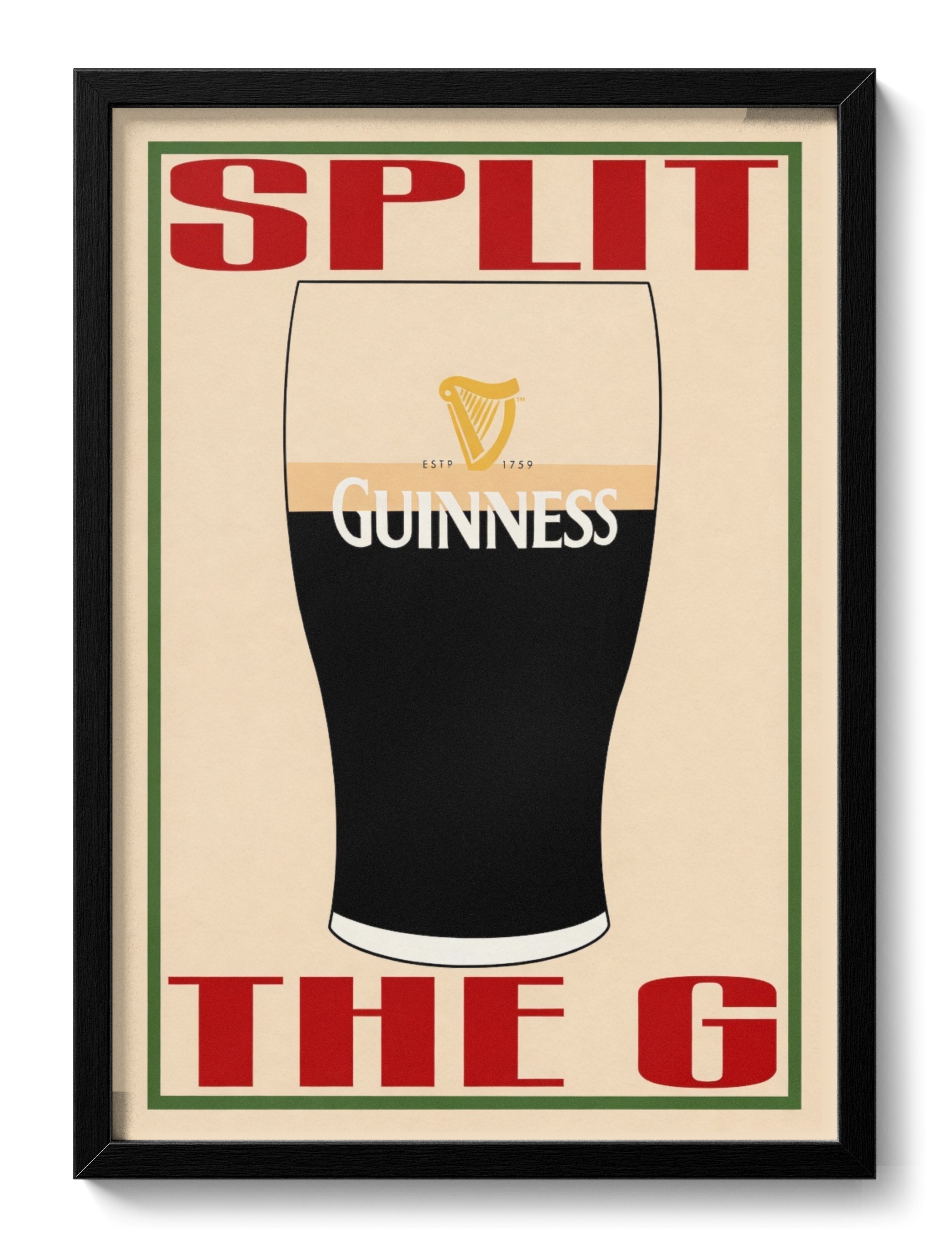 Split The G Guinness Vintage Irish Beer Bar Pub Stout Man Cave — main view