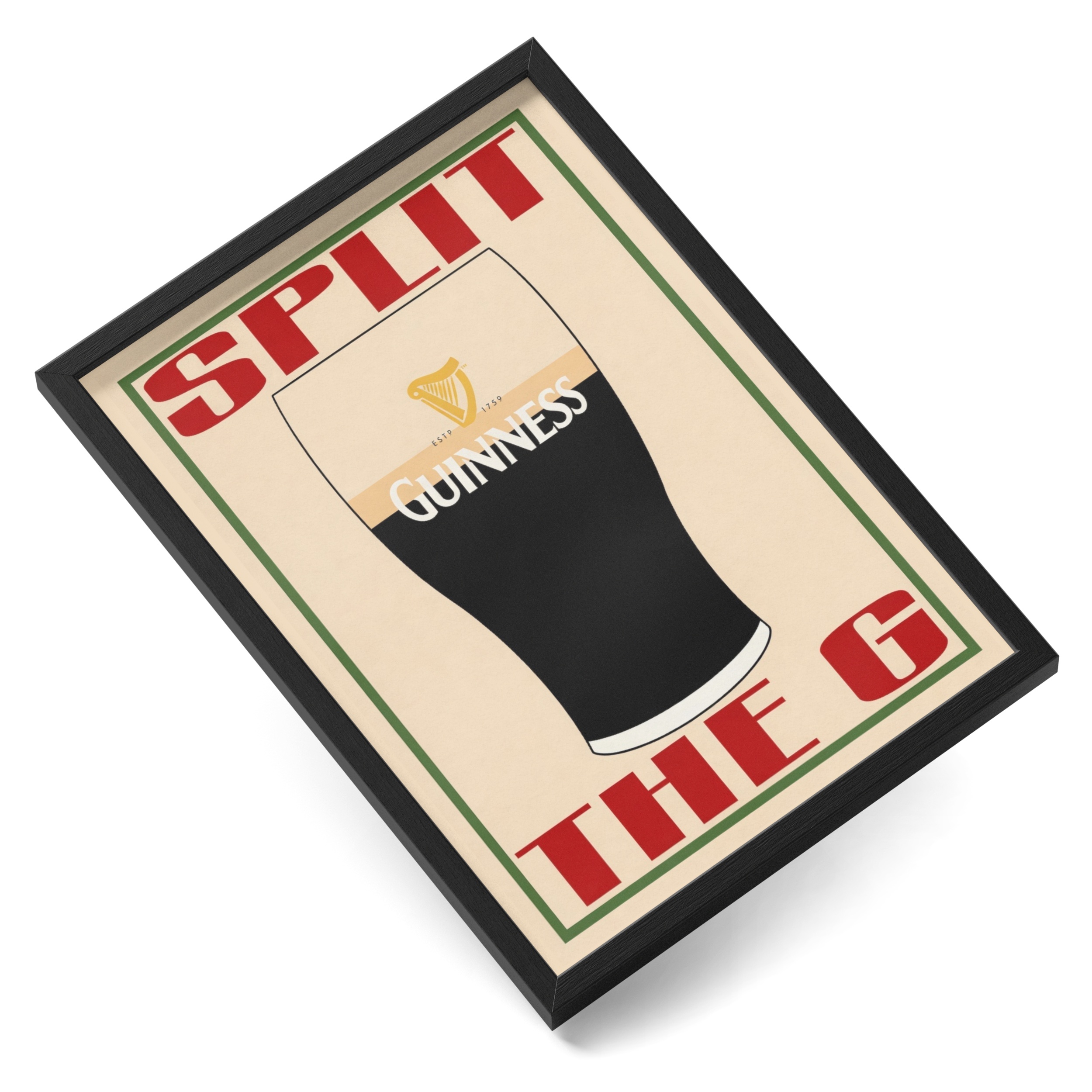 Split The G Guinness Vintage Irish Beer Bar Pub Stout Man Cave — angled view