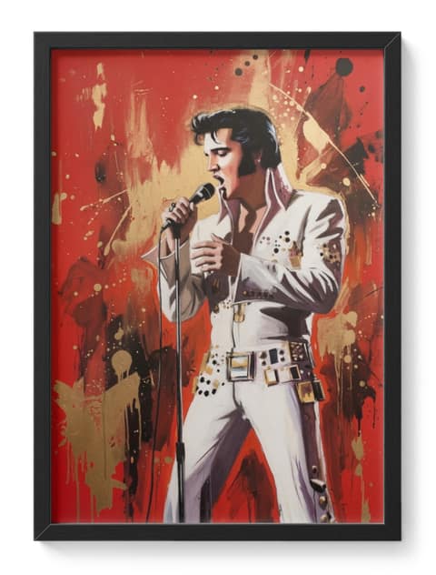 Elvis Presley Rock King Oil Painting Hound Dog Portrait Electrifying