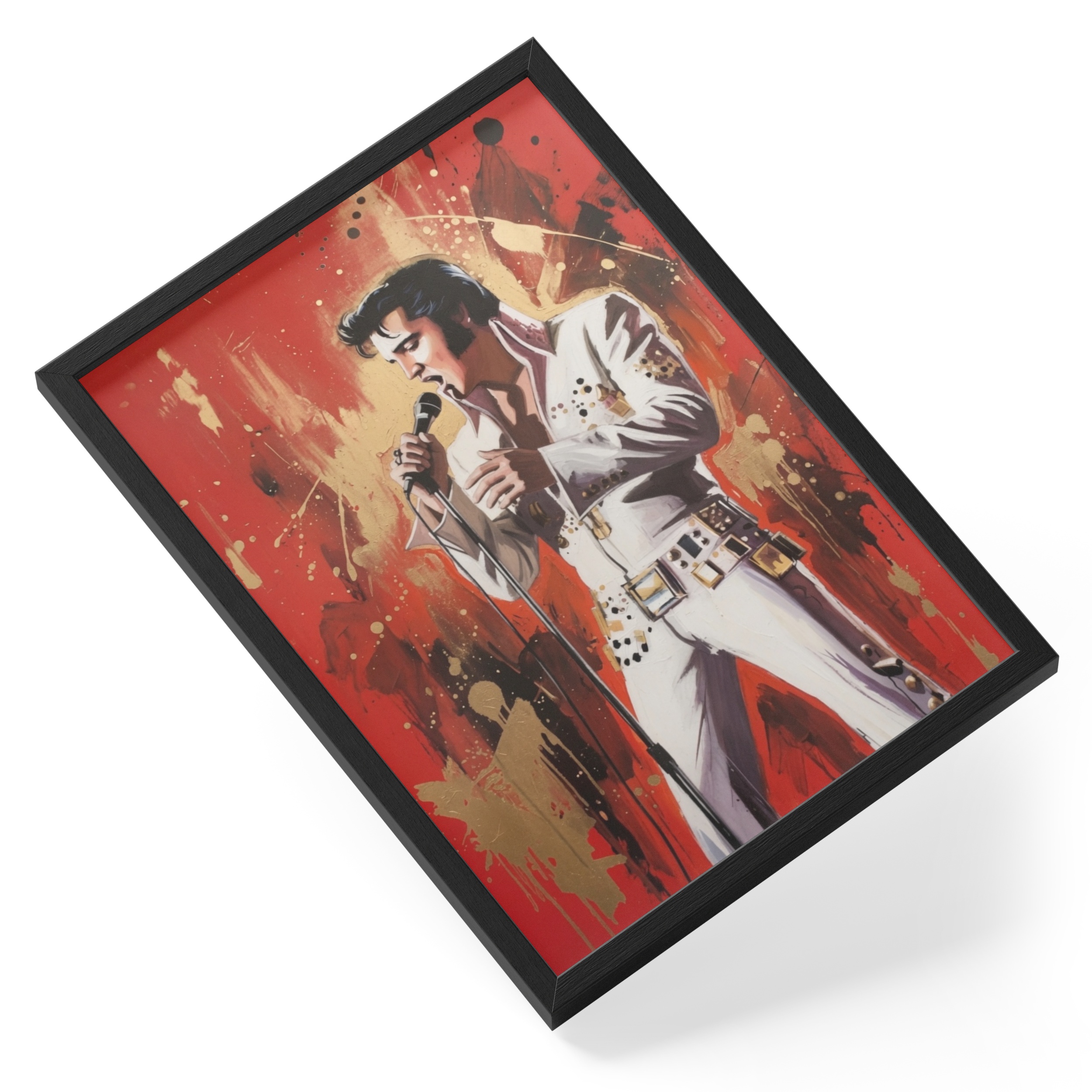 Elvis Presley Rock King Oil Painting Hound Dog Portrait Electrifying — angled view