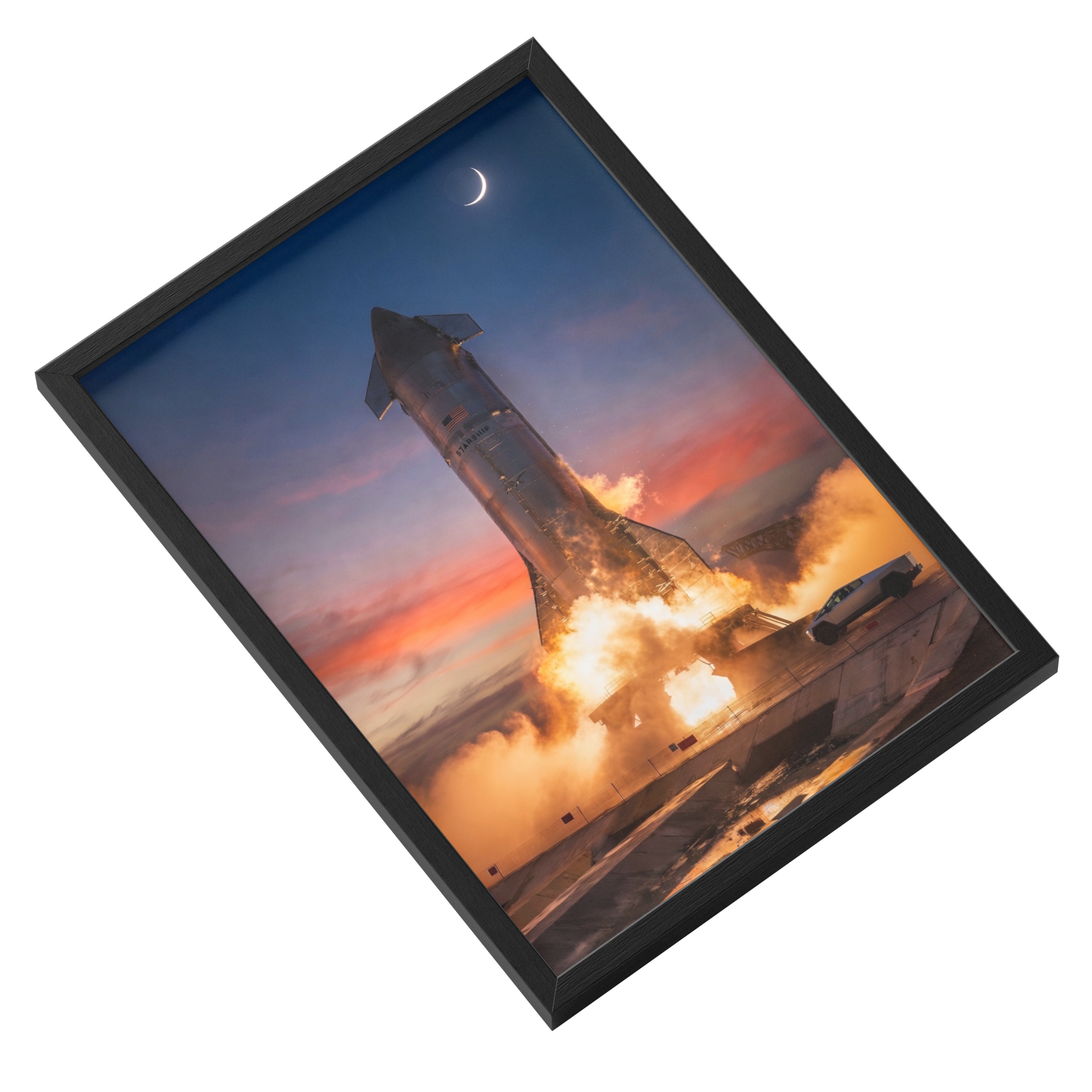 Spacex Starship Launch Elon Musk Spaceship Rocket Breathtaking — angled view