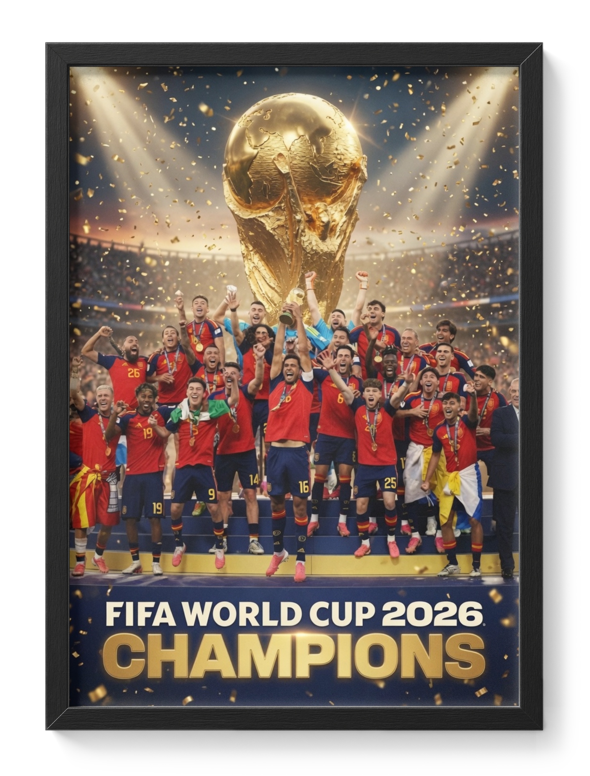 Spain World Cup Winners 2026 Trophy Lift Photo Nation Rich Football — main view