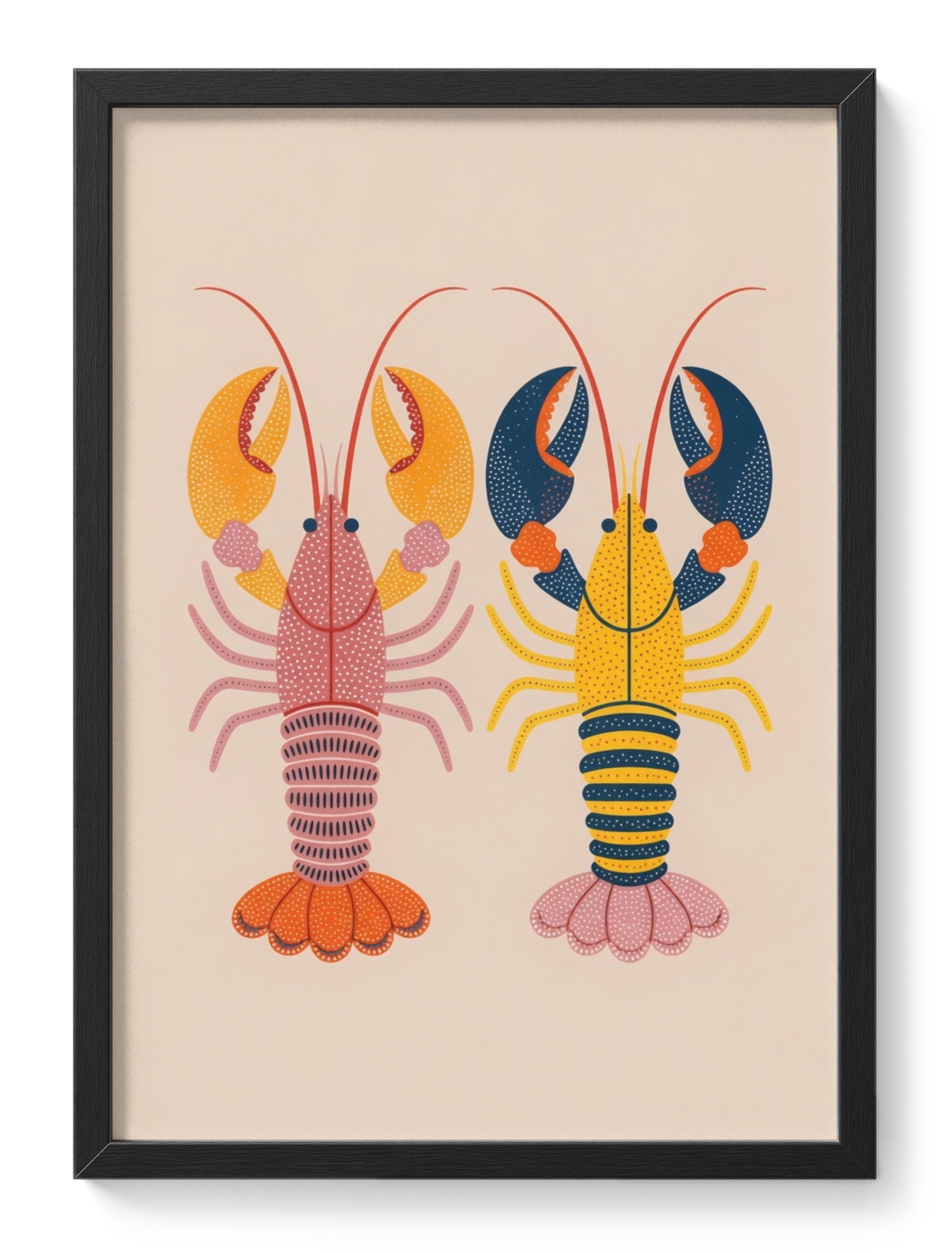 Colourful Folk Art Lobsters Coastal Kitchen Seaside Quirky Bold Style — main view