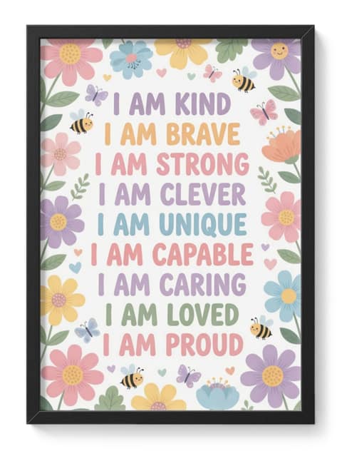 Affirmations Female Girls Woman Floral Positive Nursery Bedroom