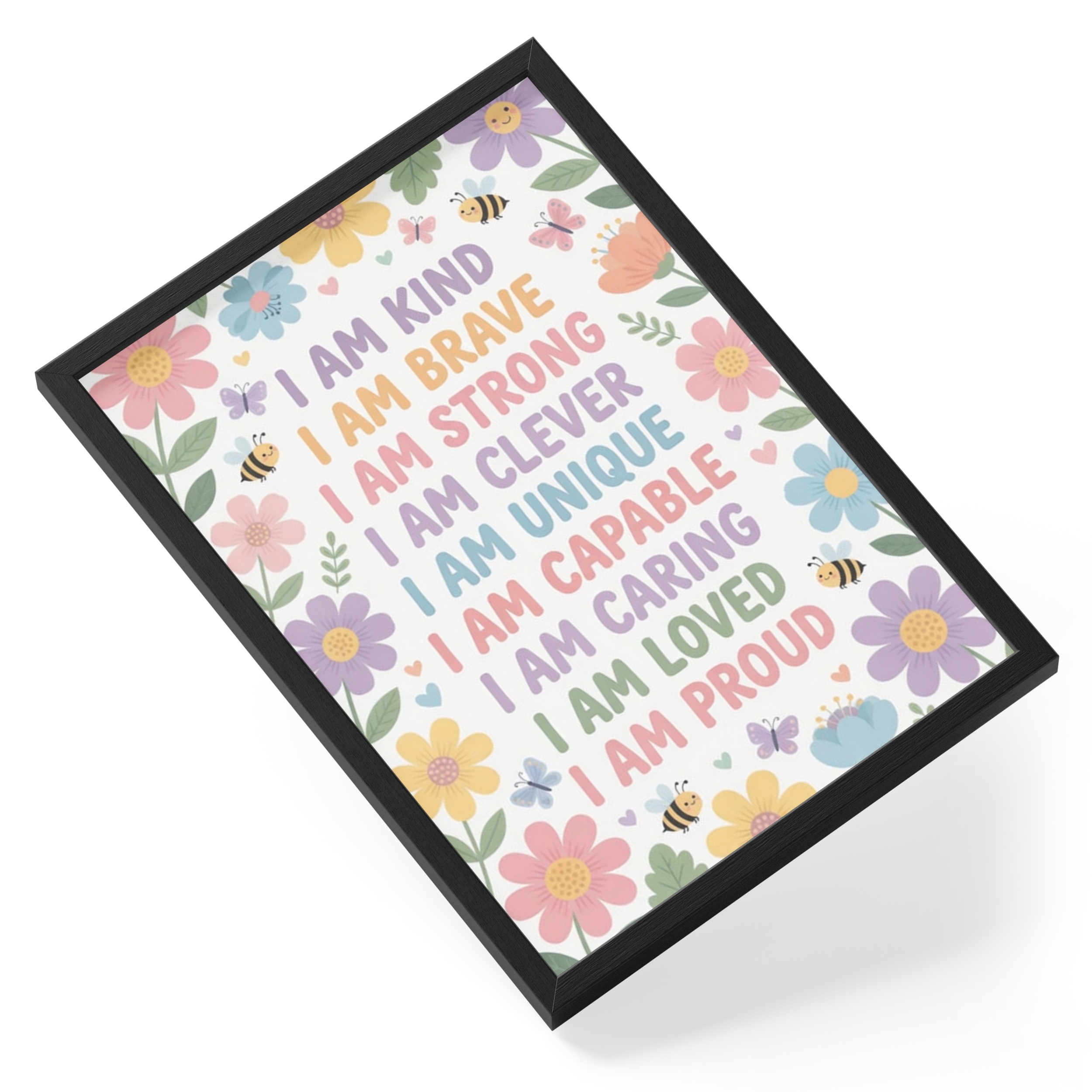 Affirmations Female Girls Woman Floral Positive Nursery Bedroom — angled view