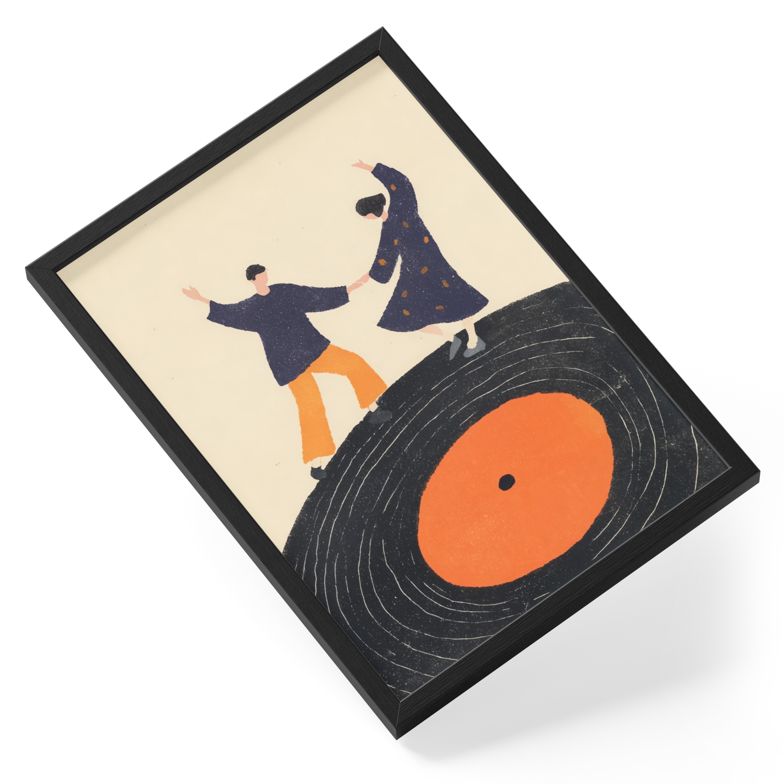 Dancing Couple On Vinyl Retro Music Romance Swing Lost Groove Night — angled view