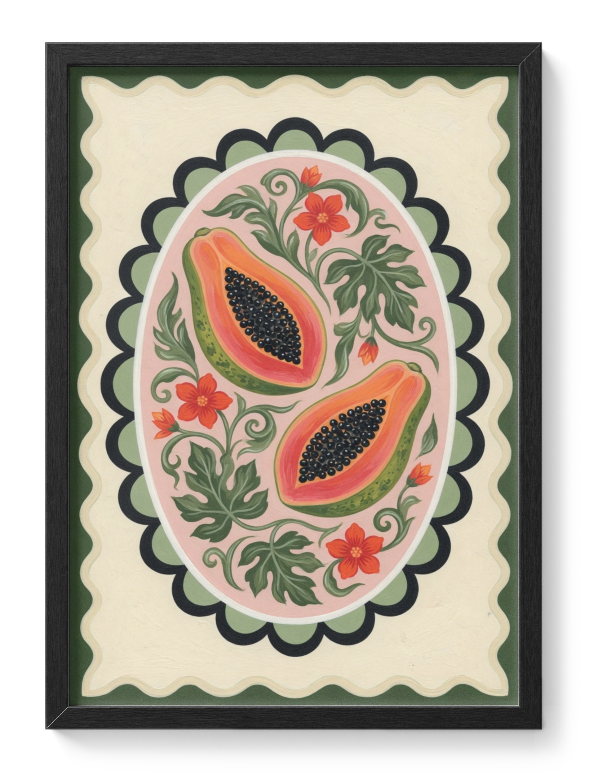 Hand Drawn Papaya Tropical Fruit Kitchen Botanical Juicy Study Soft — main view