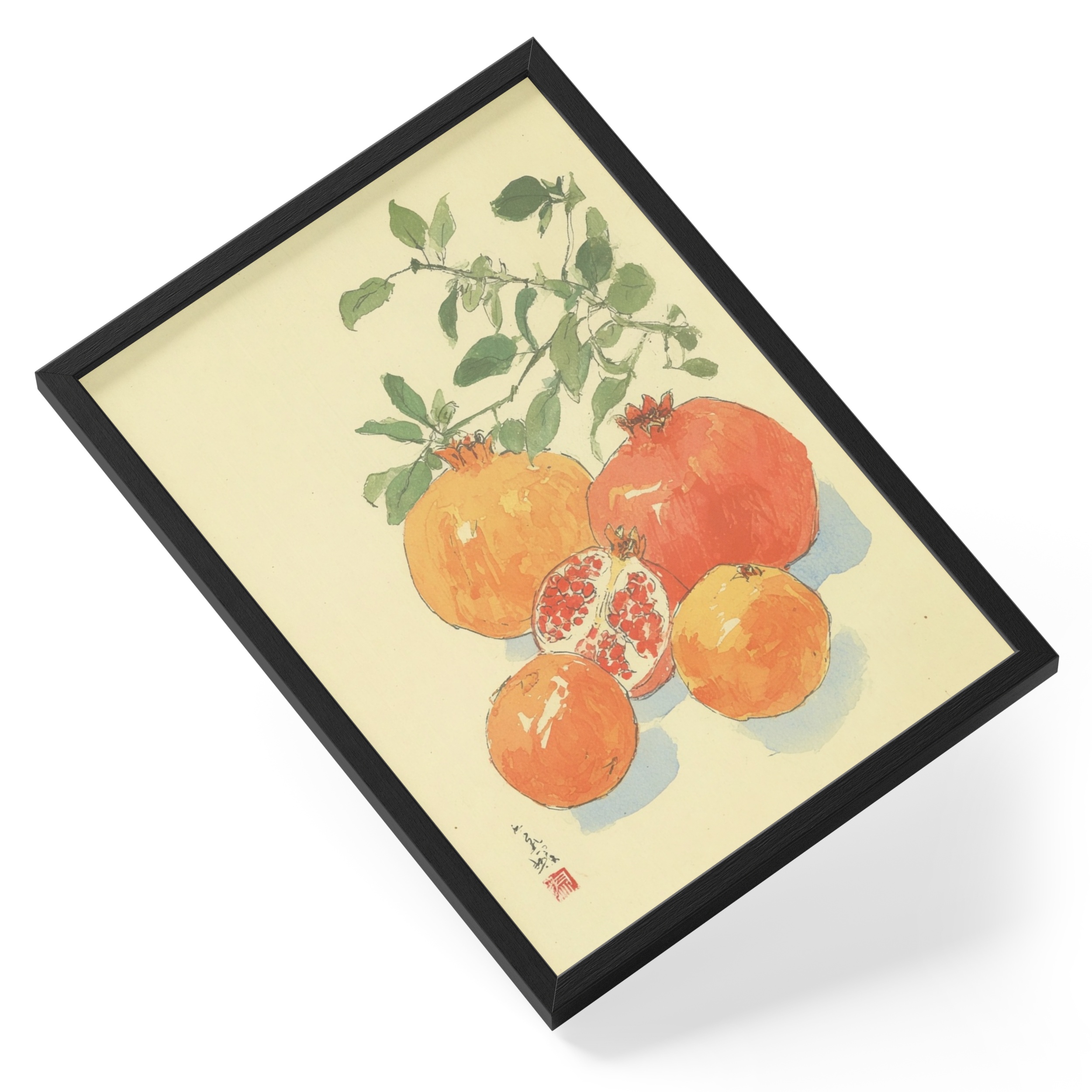 Japanese Pomegranate Fruit Botanical Zen Kitchen Elegant Forms Refined — angled view