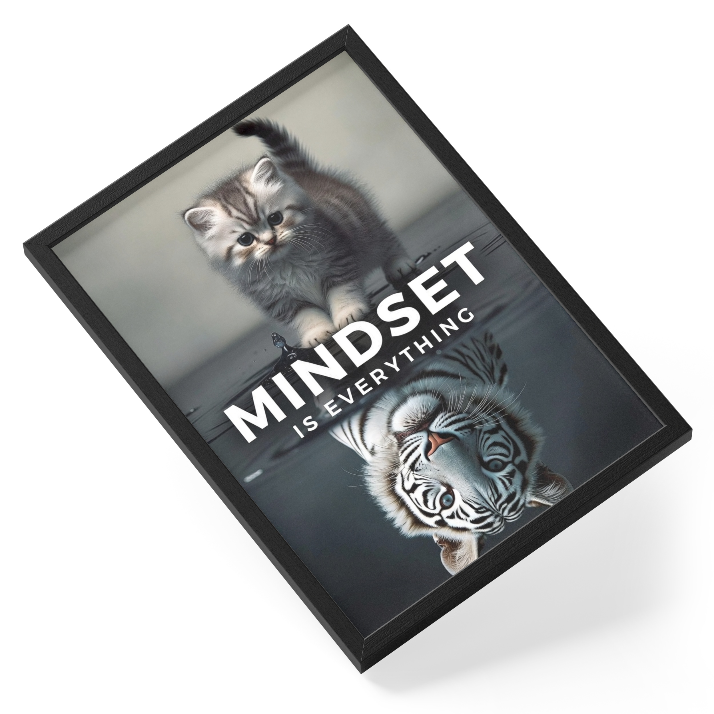 Mindset Is Everything Cat Tiger Ambition Motivational Calm Soft — angled view