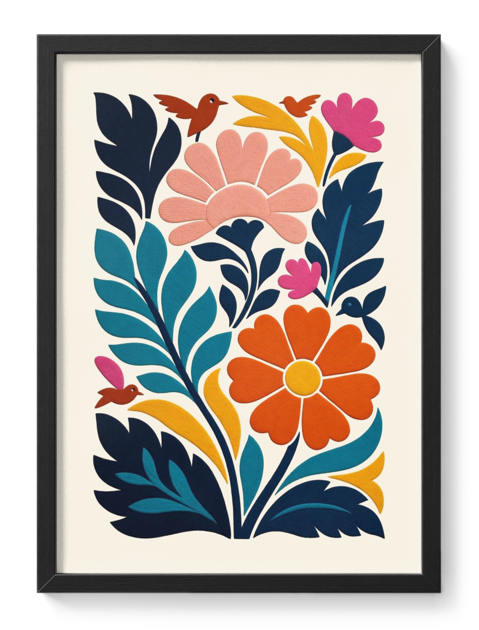 Orange Blossom Whisper Otomi Mexican Folk Botanical Flower Soft Pink — main view