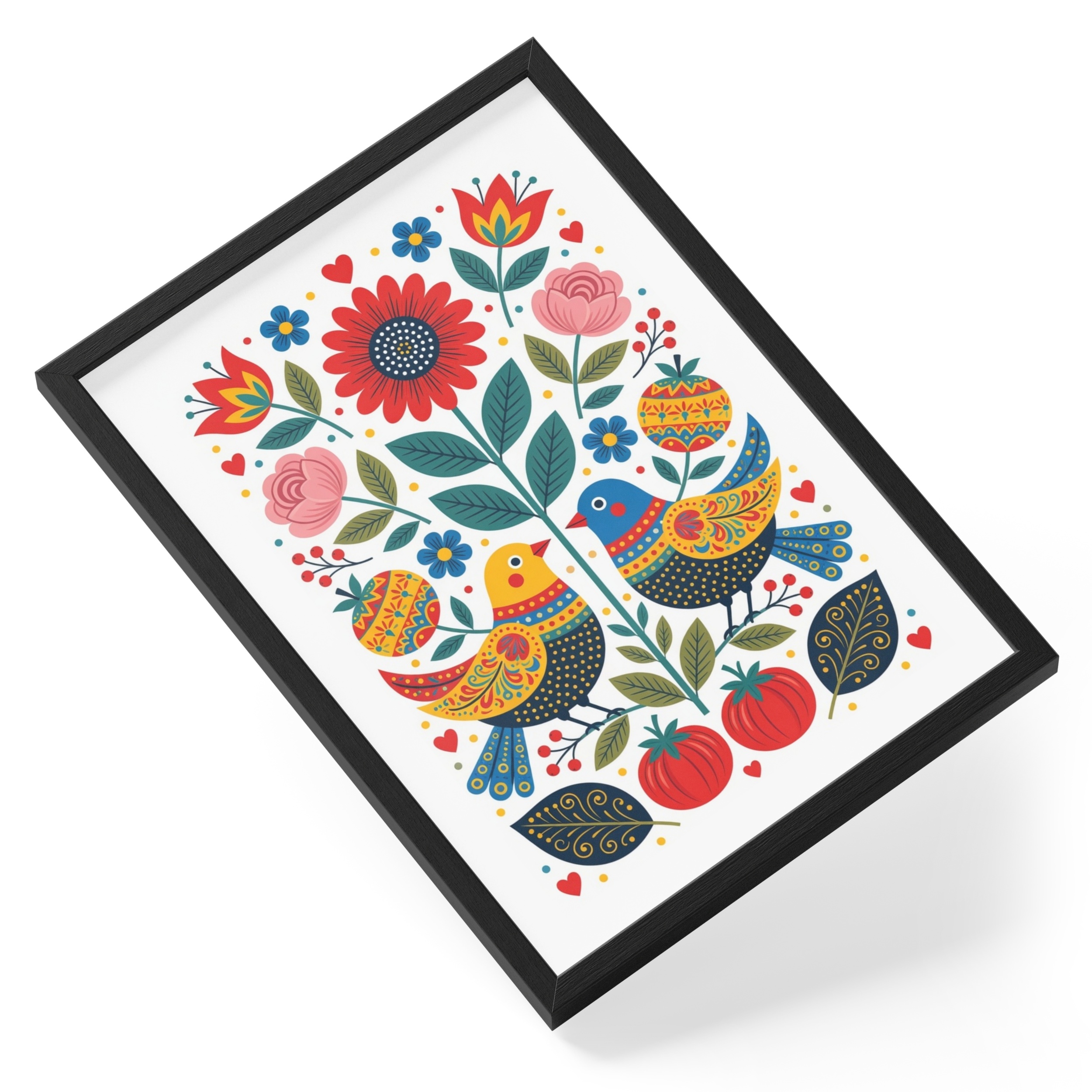 Scandinavian Folk Birds Boho Cottagecore Nordic Pattern Soft Calm — angled view