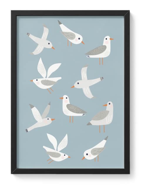 Seagulls Minimal Illustration Coastal Bird Clean Modern Restraint Line