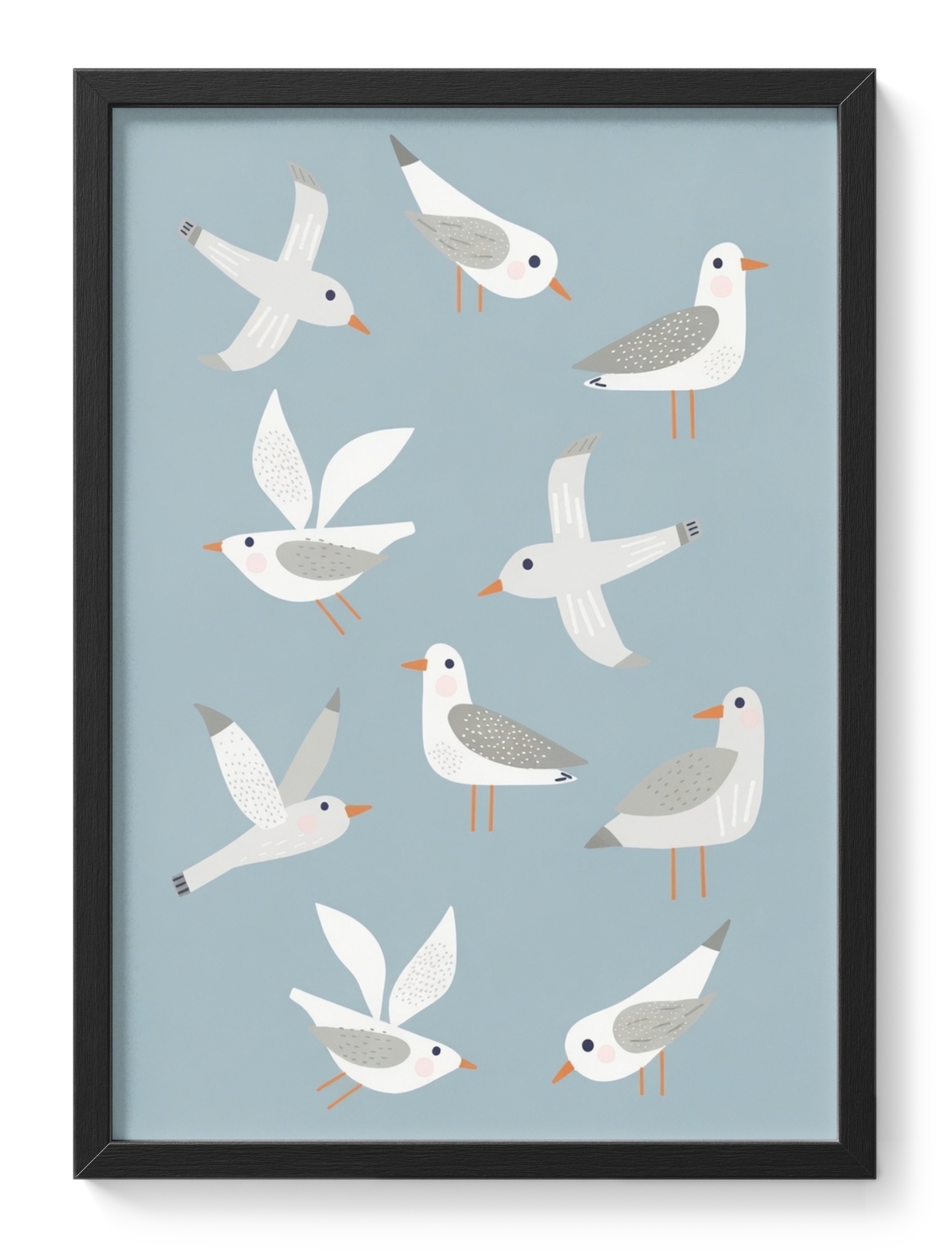 Seagulls Minimal Illustration Coastal Bird Clean Modern Restraint Line — main view