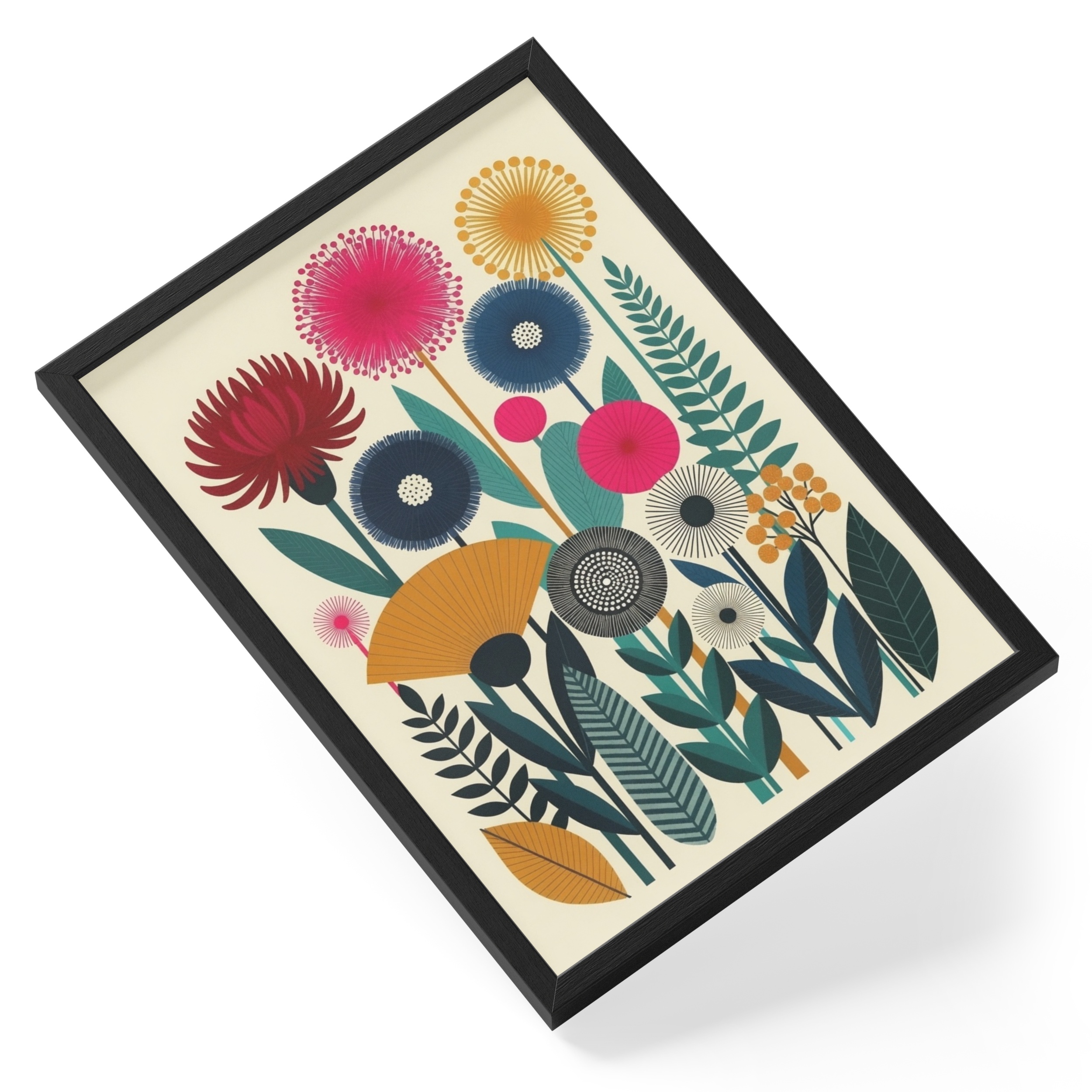 Vibrant Botanical Floral Modern Flower Colourful Leaves Lush — angled view