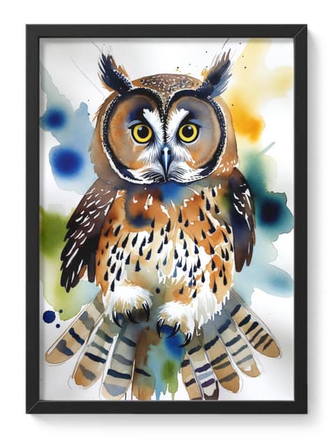 Watercolour Owl Soft Bird Nature Wildlife Quiet Wisdom Feathered