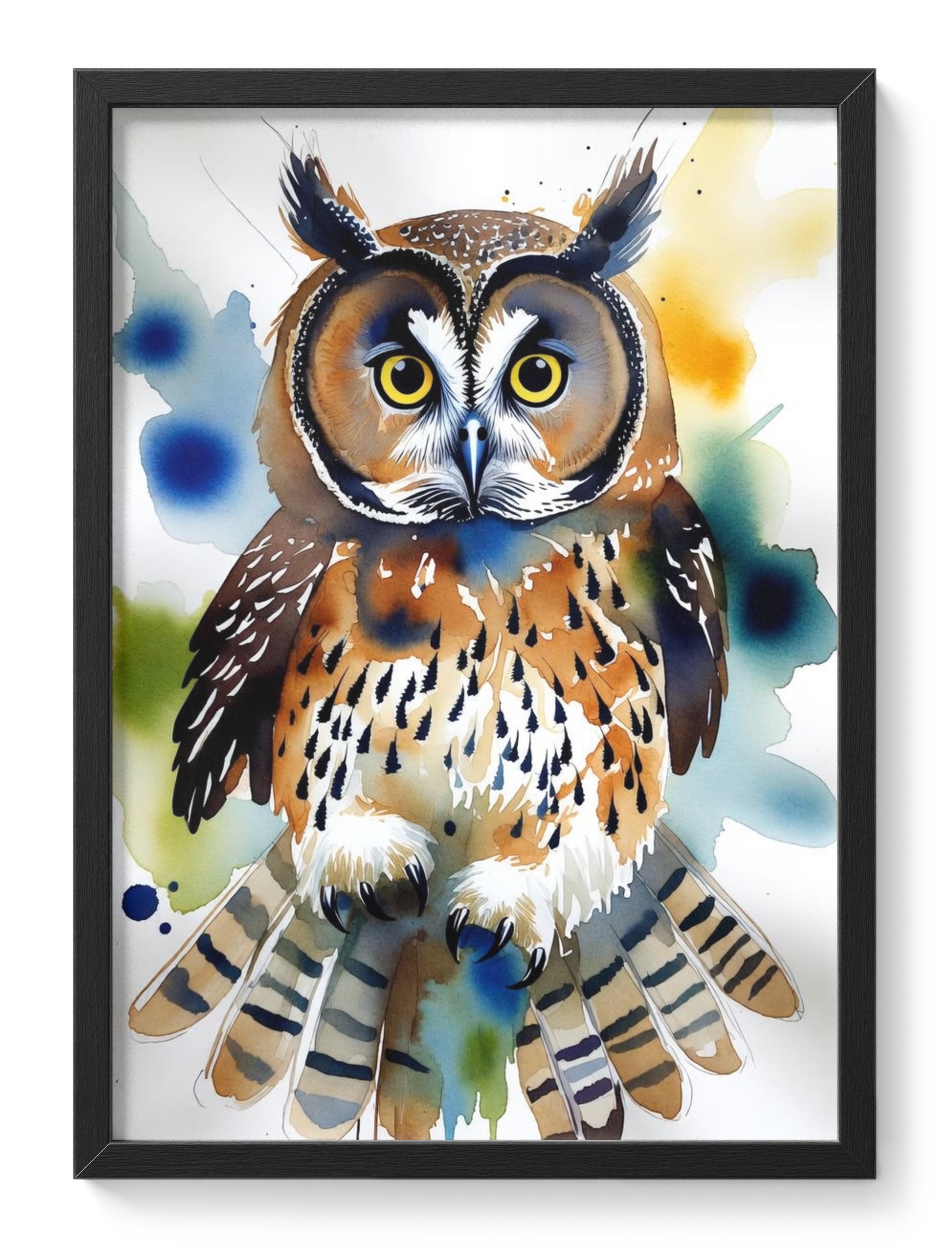 Watercolour Owl Soft Bird Nature Wildlife Quiet Wisdom Feathered — main view