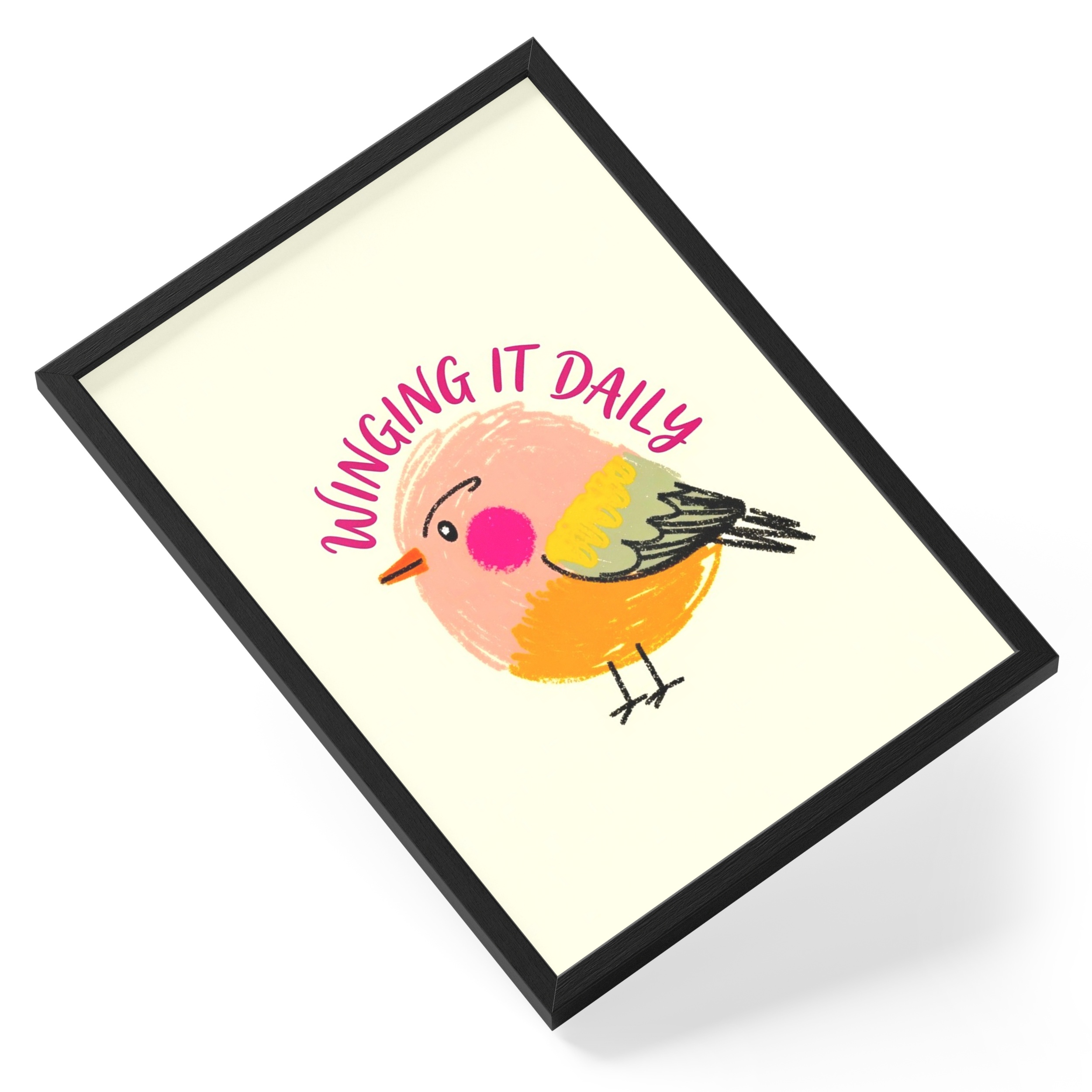 Winging It Daily Funny Everyday Chaos Coping Badge Honour — angled view