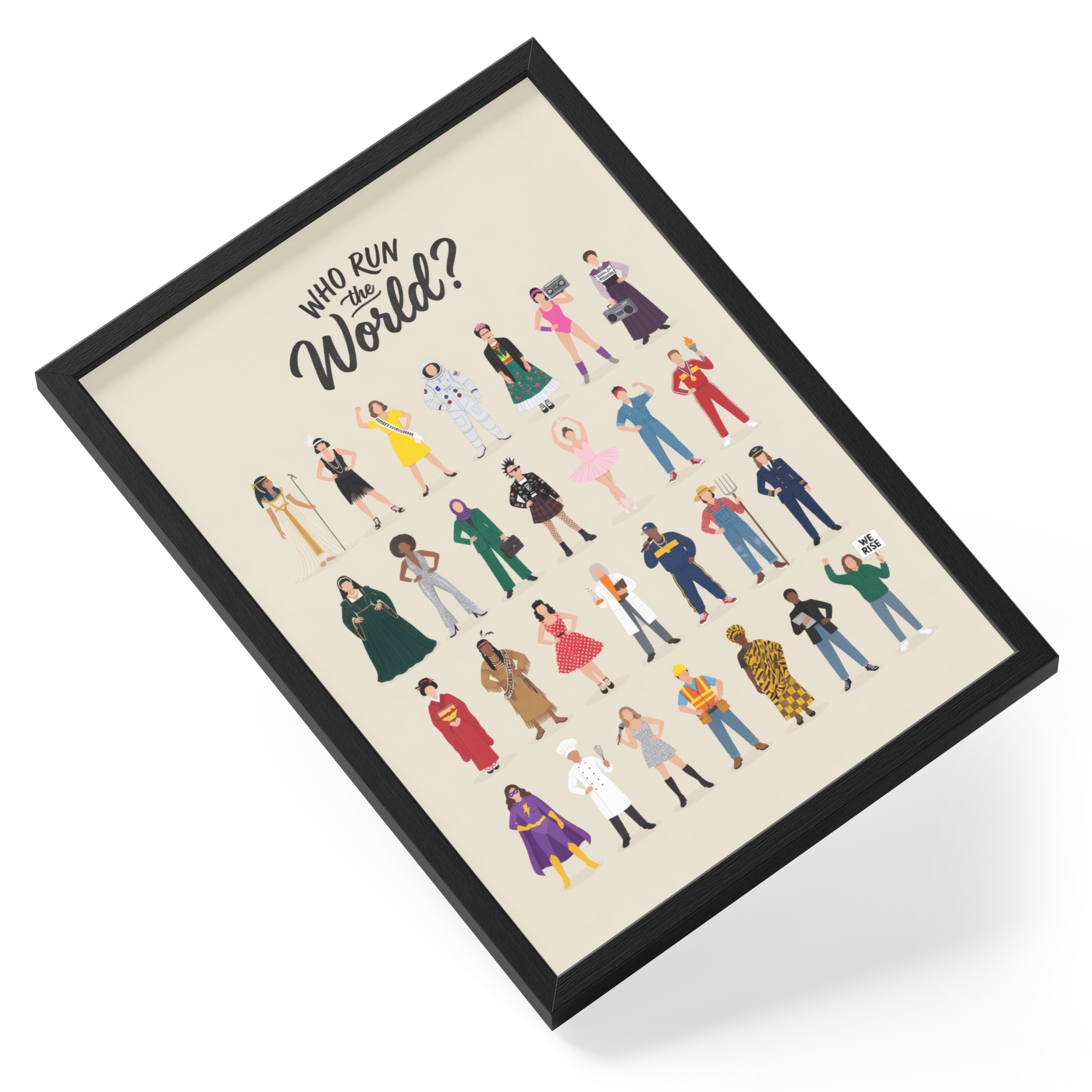 Who Runs The World Girls Female Empowerment Bold Pop Energy Clear — angled view