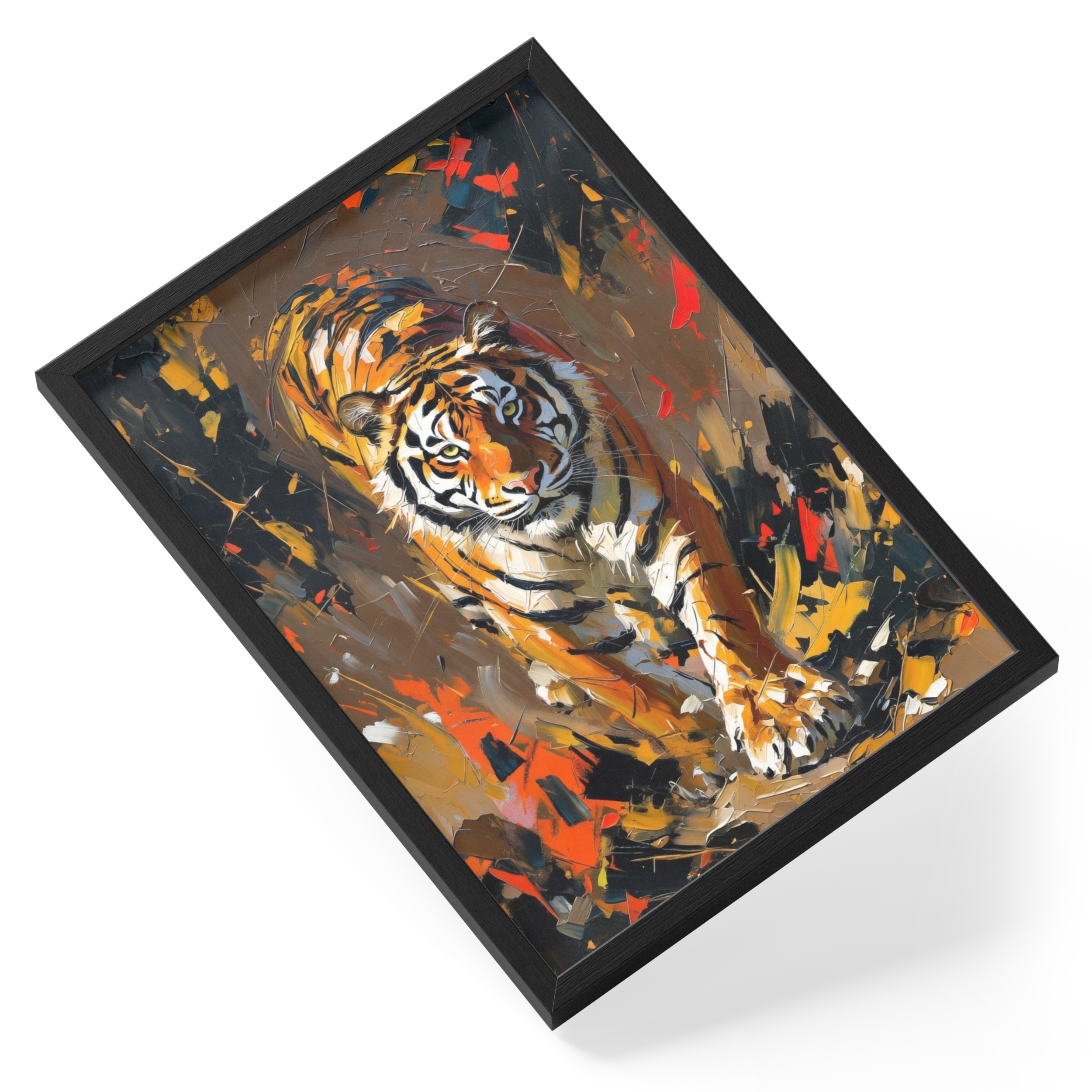 Abstract Tiger Painting Expressionist Wildlife Safari Bold Stride — angled view