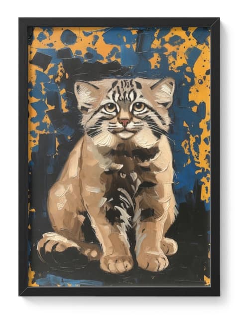 Abstract Pallas Cat Painting Expressionist Wildlife Manul Bold