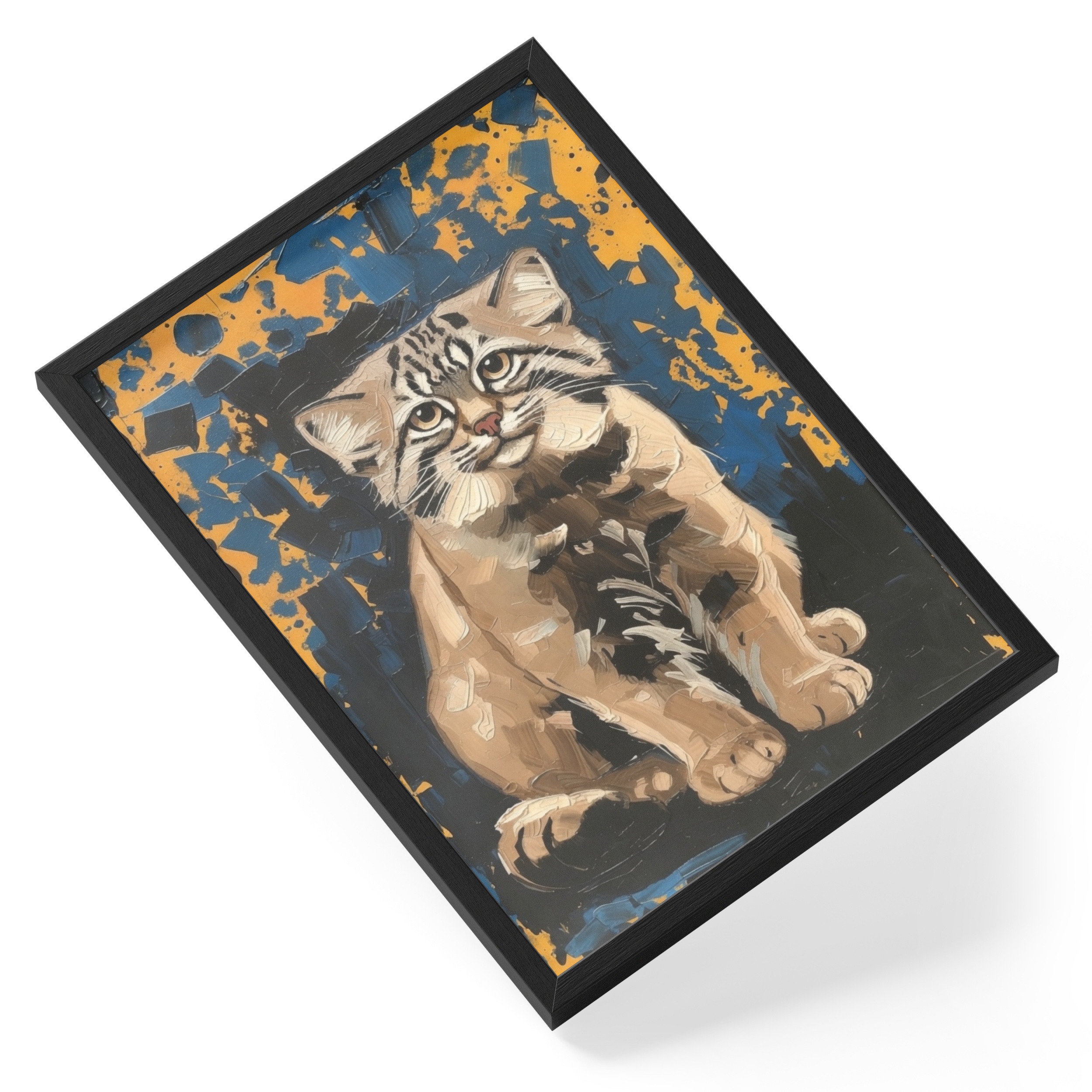 Abstract Pallas Cat Painting Expressionist Wildlife Manul Bold — angled view