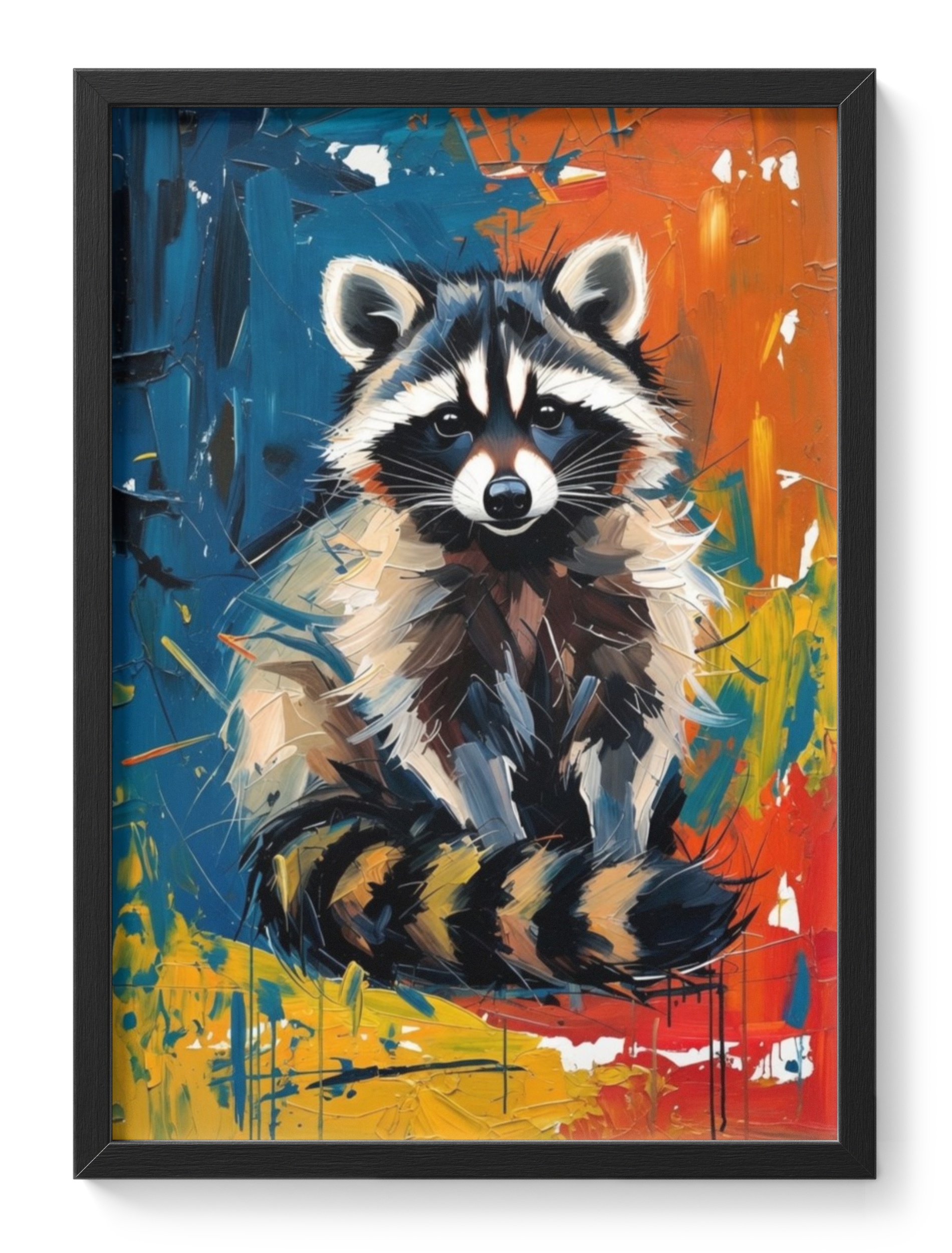 Abstract Raccoon Painting Expressionist Wildlife Colourful Bold Masked — main view