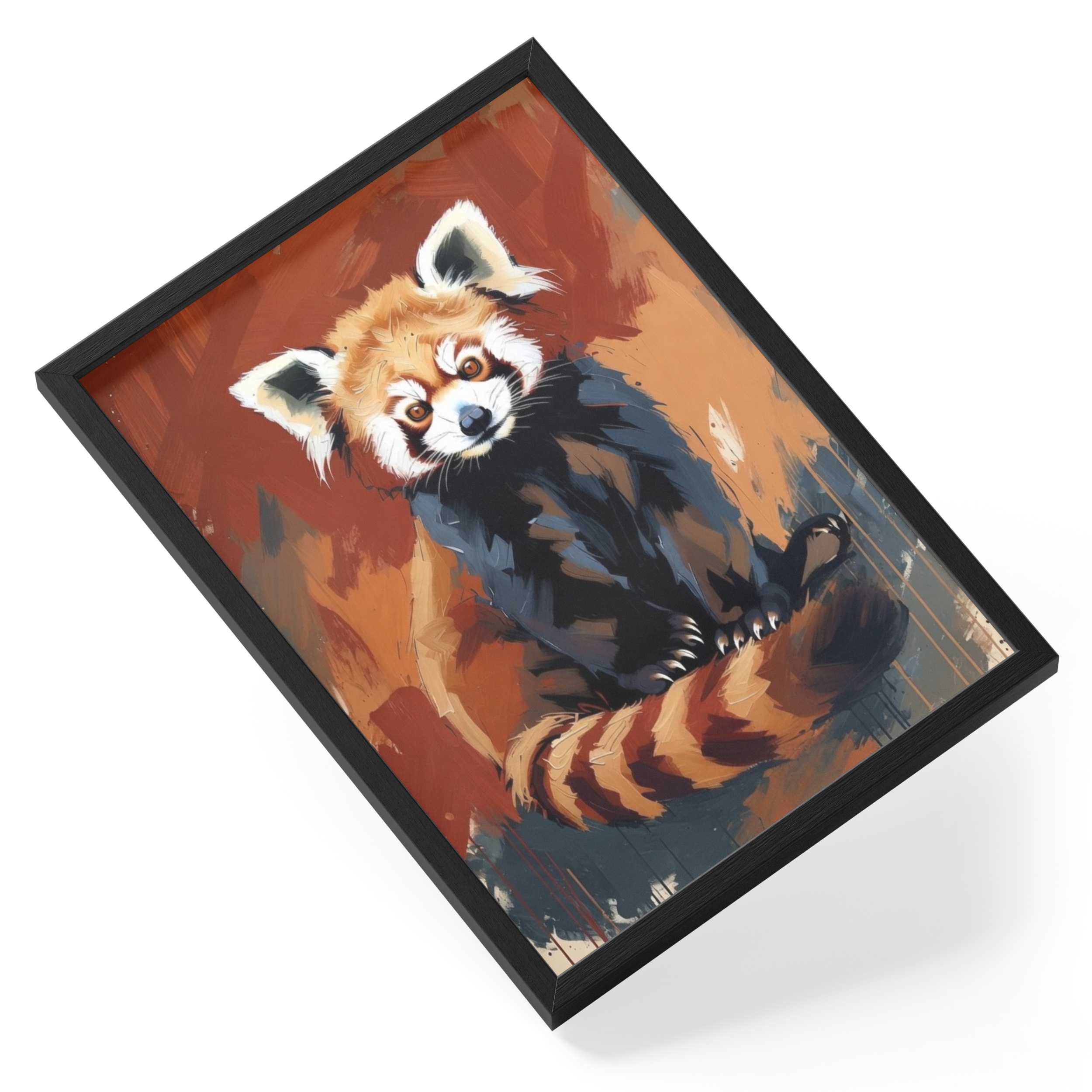 Abstract Red Panda Painting Expressionist Wildlife Soft Warm Rust — angled view