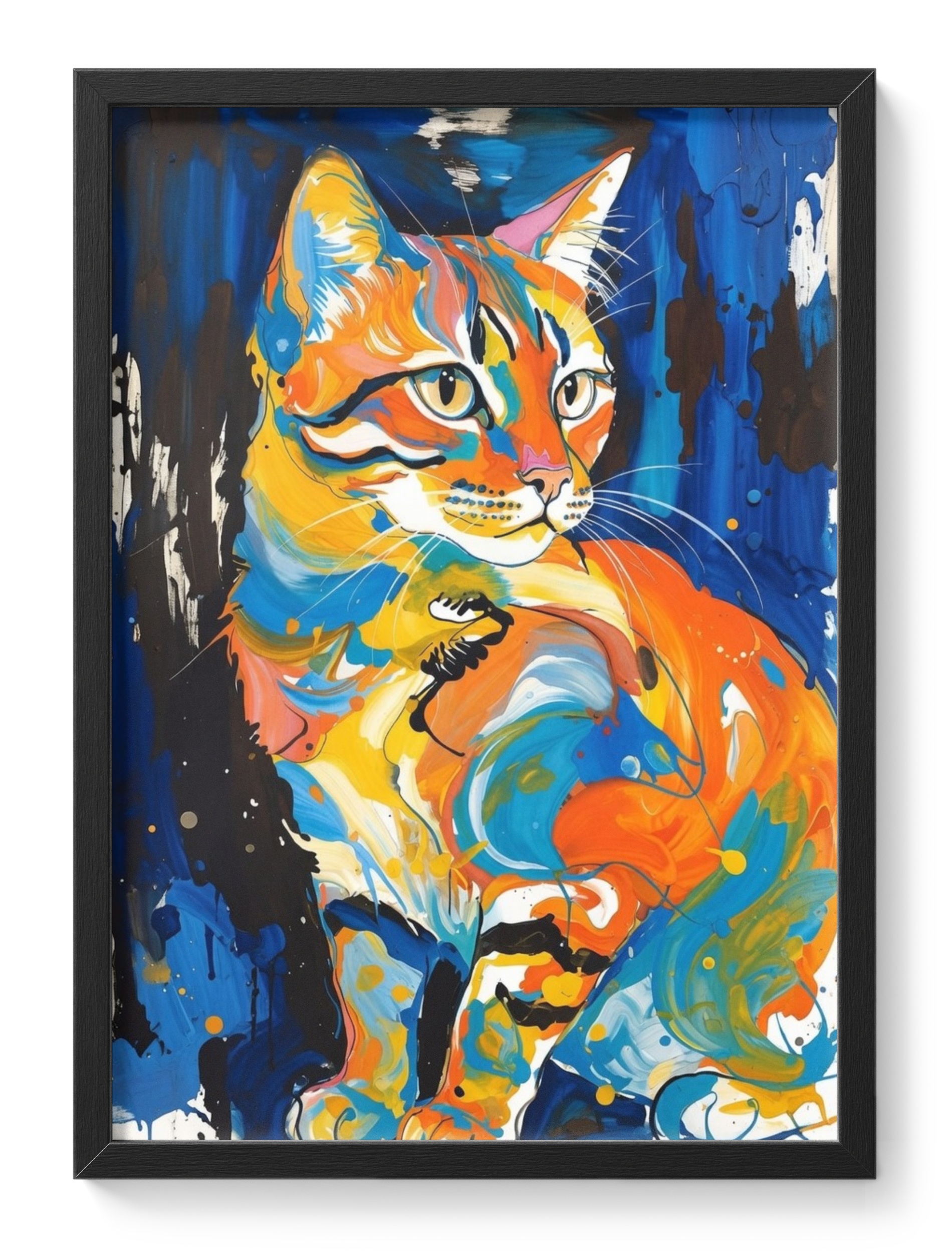 Abstract Cat Painting Expressionist Colourful Feline Bold House — main view