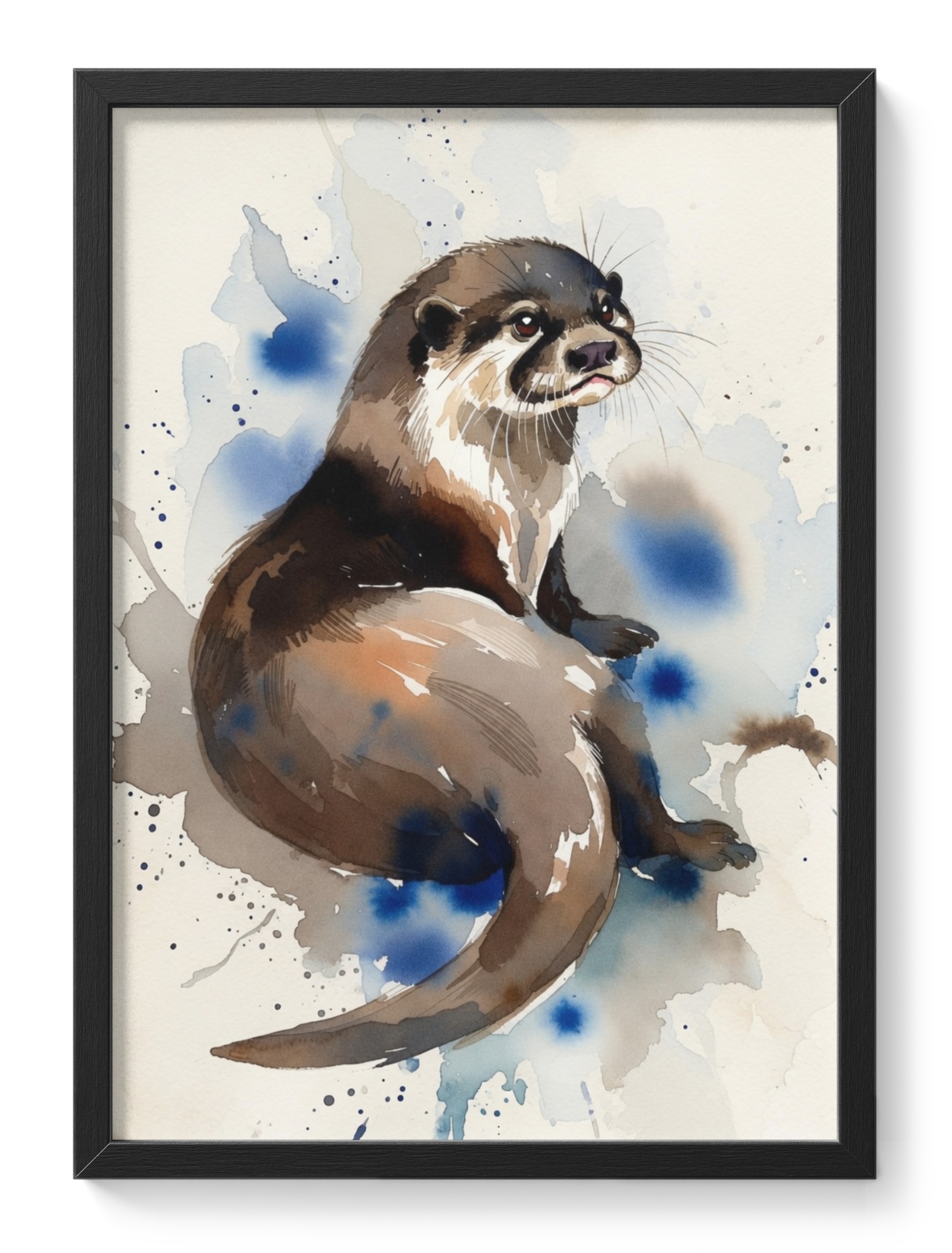 Abstract Otter Painting Watercolour Wildlife Soft Blue Curious Airy — main view