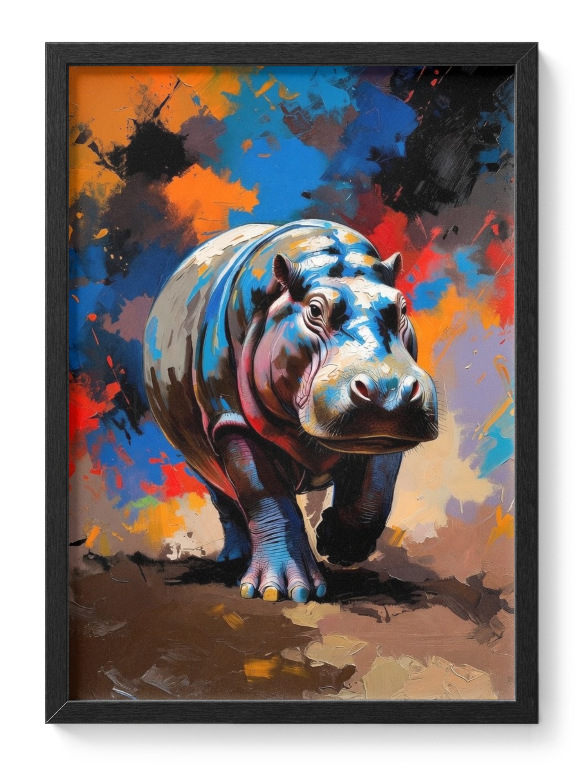 Abstract Pygmy Hippo Painting Expressionist Wildlife Safari Bold — main view