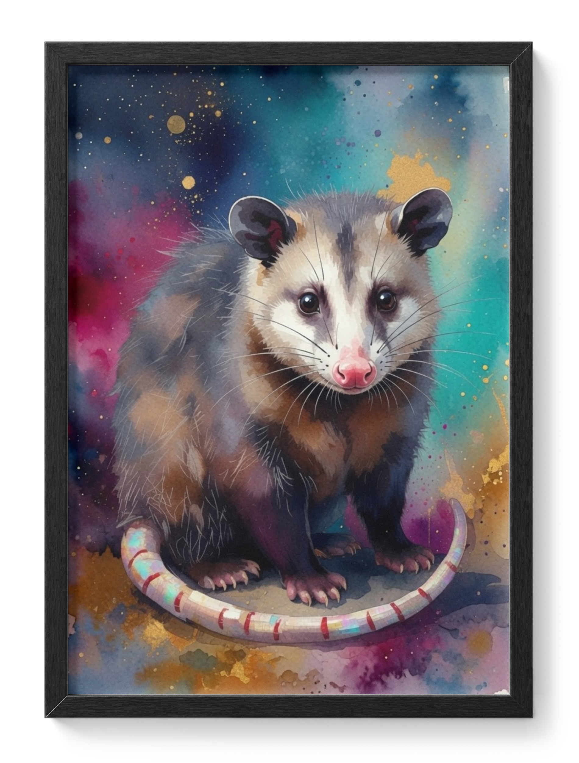 Abstract Opossum Painting Watercolour Wildlife Cosmic Soft Wide Eyed — main view