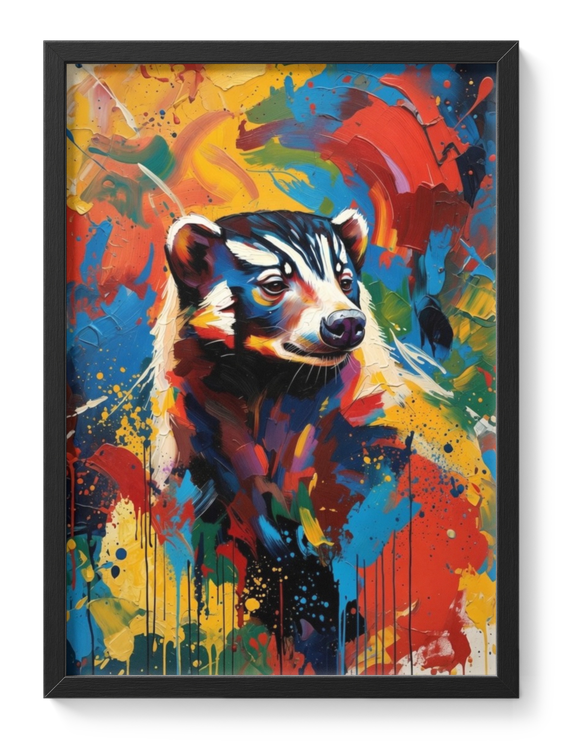 Abstract Honey Badger Painting Expressionist Wildlife Colourful Bold — main view