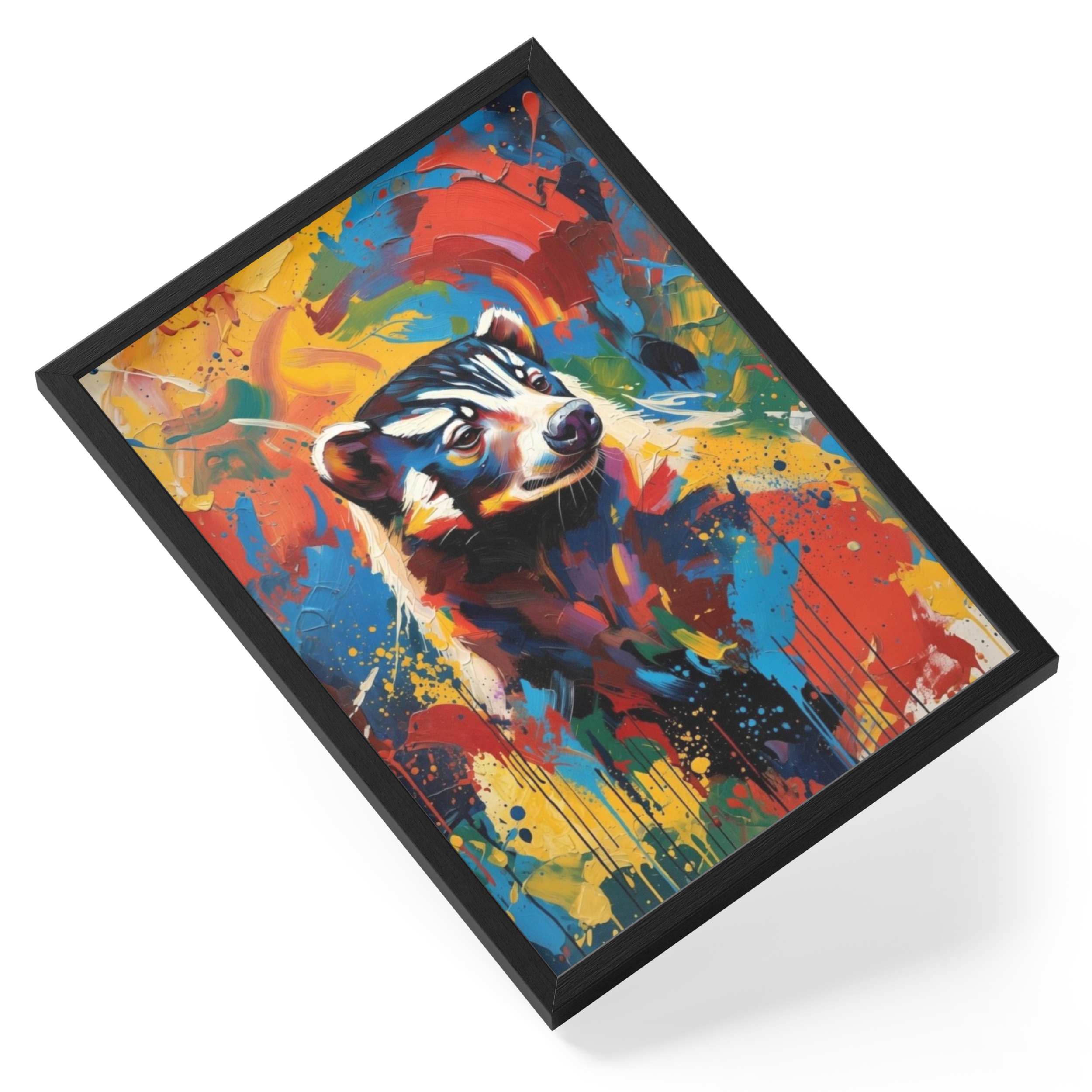Abstract Honey Badger Painting Expressionist Wildlife Colourful Bold — angled view