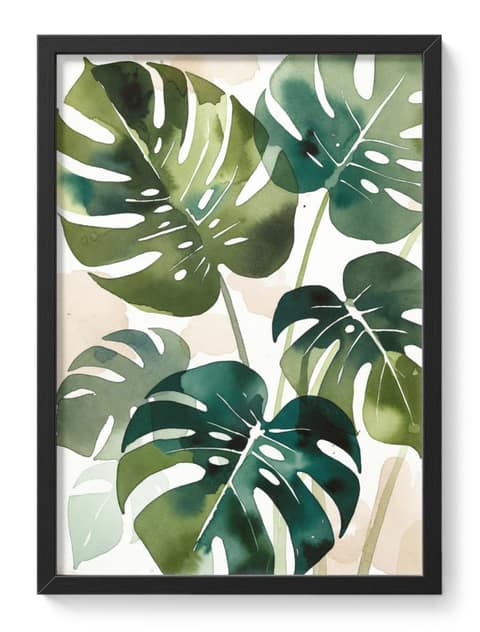Monstera Deliciosa Painting Watercolour Botanical Houseplant Soft