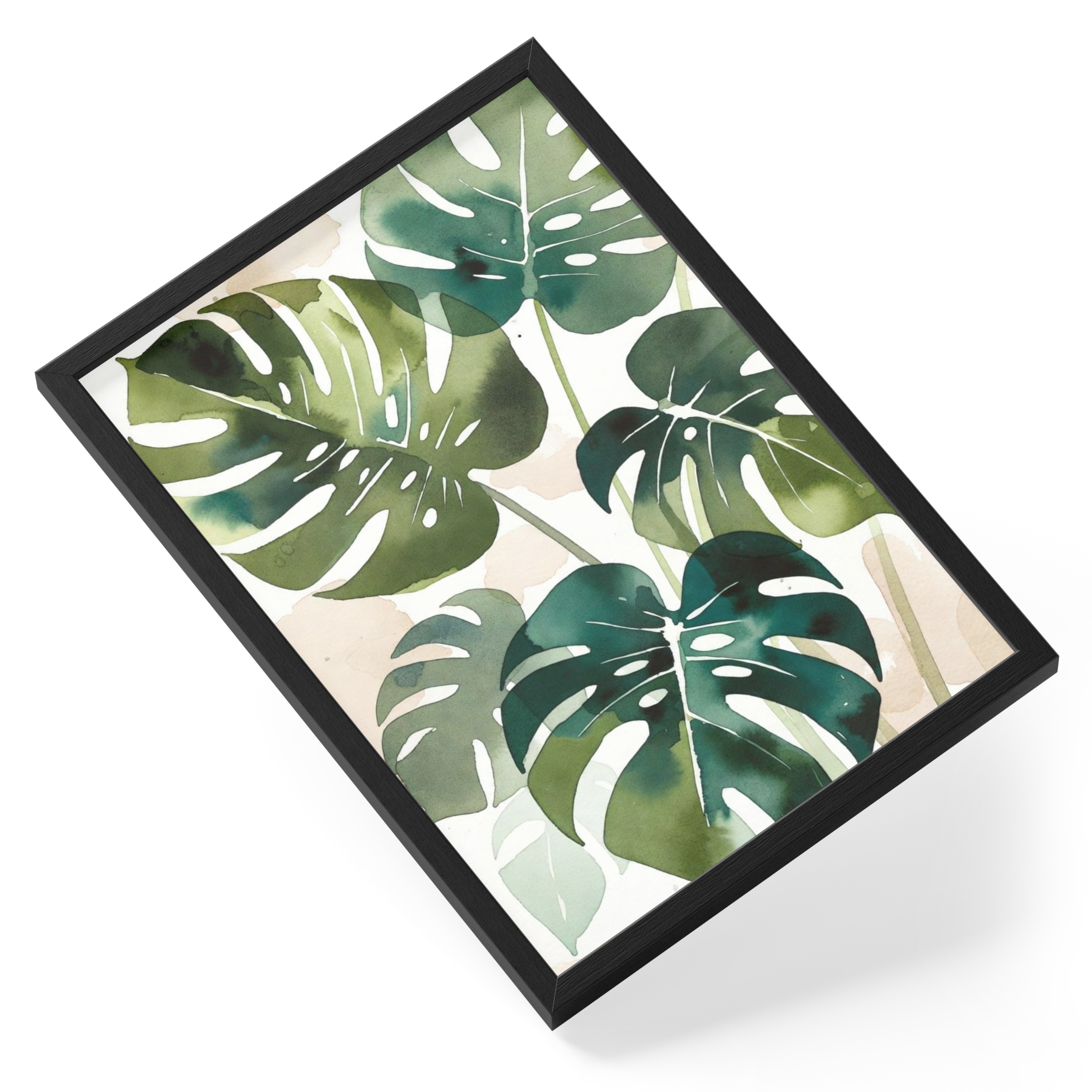 Monstera Deliciosa Painting Watercolour Botanical Houseplant Soft — angled view