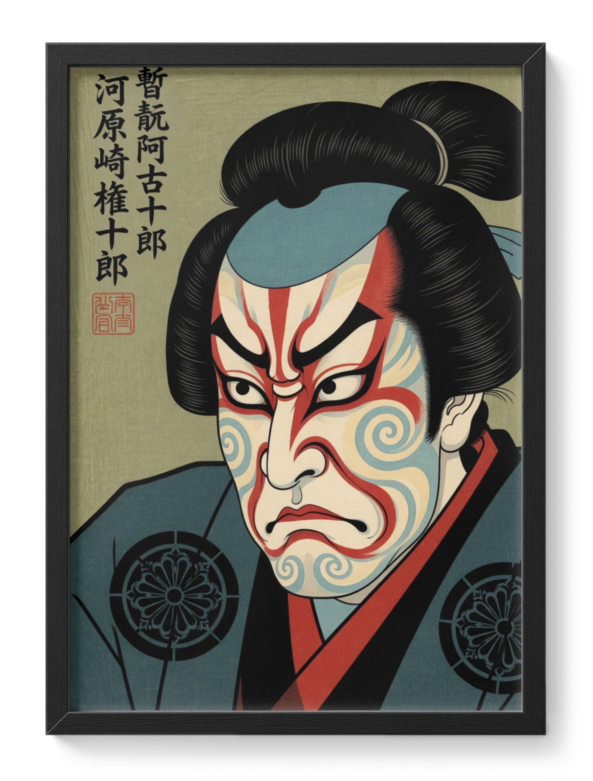 Fierce Kabuki Actor Portrait Japanese Ukiyo Theatre Bold Kumadori — main view