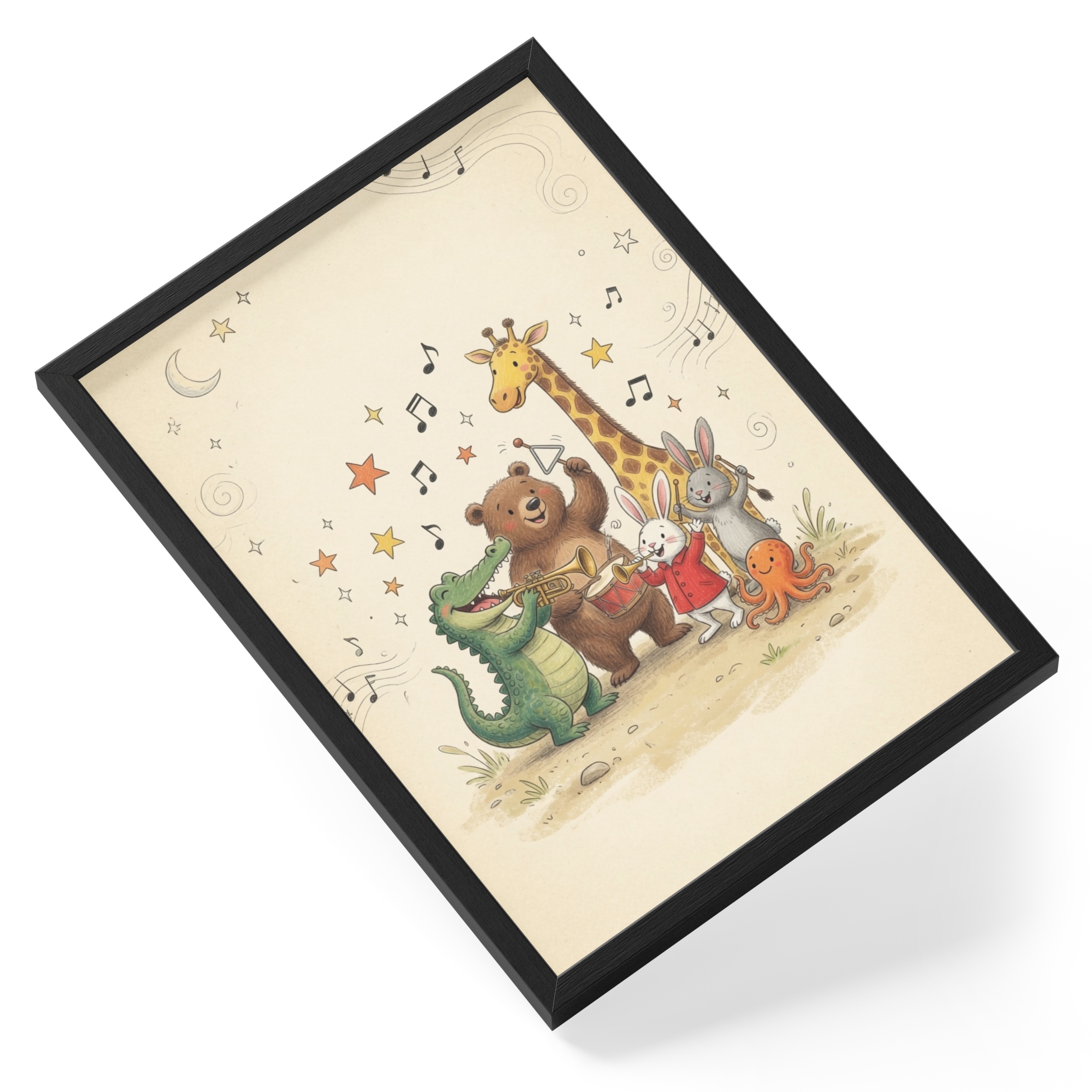 Whimsical Animal Band Nursery Music Friends Soft Cute Crocodile Bear — angled view