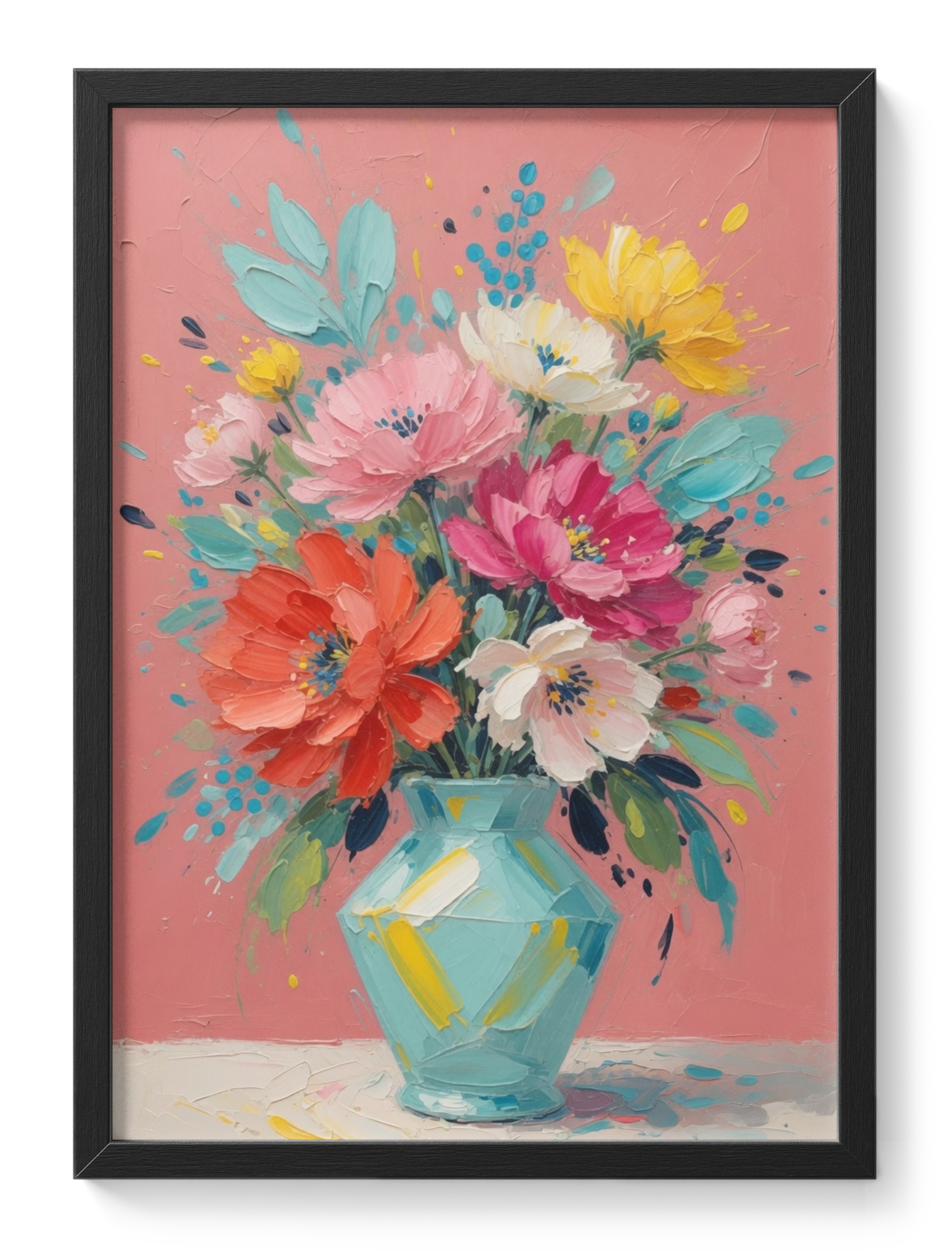 Flower Bouquet Explosion Abstract Painting Floral Vase Colourful Thick — main view