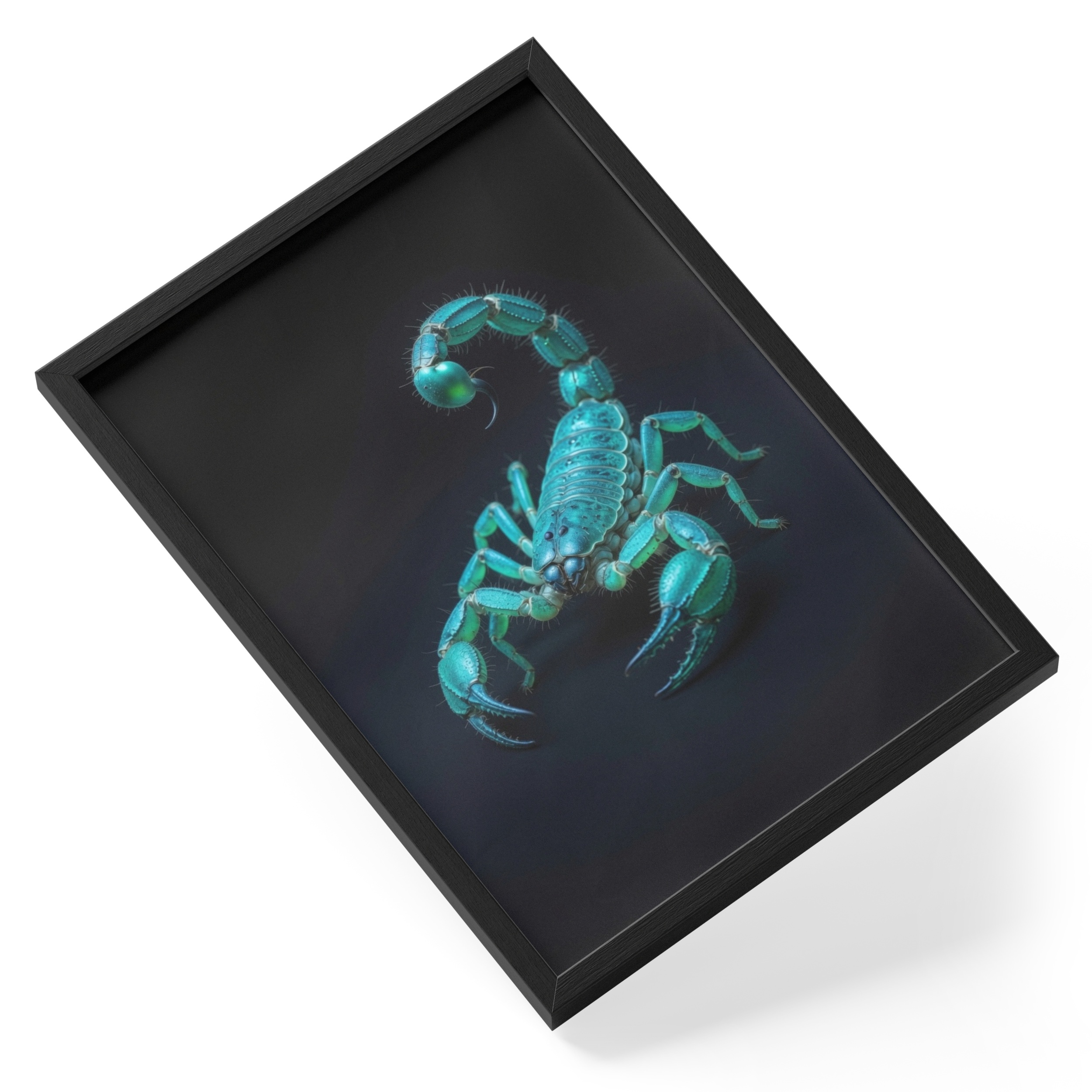 Glowing Uv Emperor Scorpion Animal Insect Teal Dark Nature Macro Pure — angled view
