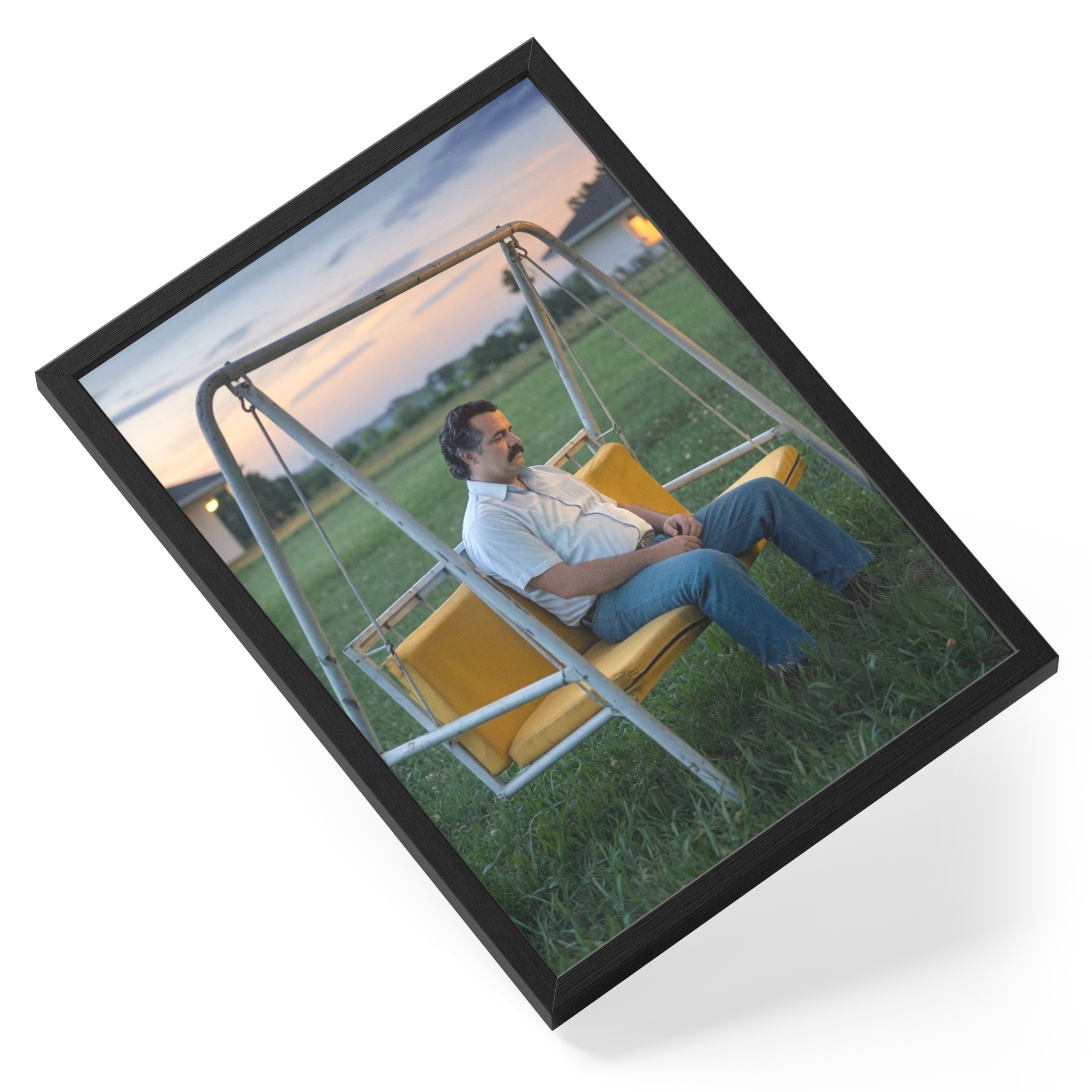 Pablo Escobar On Swing Narcos Mexico Crime Boss El Hefe — angled view