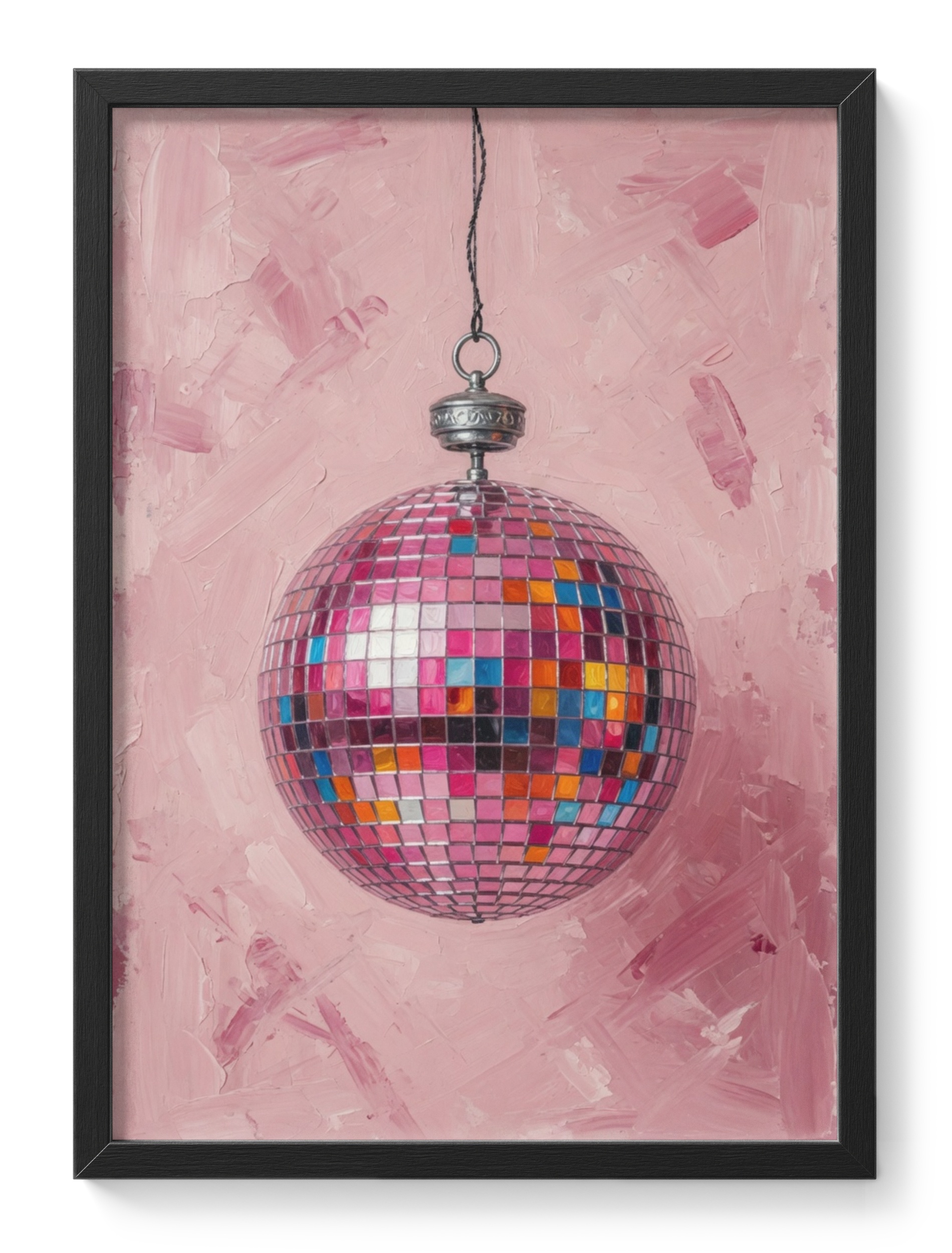 Pink Disco Ball Funky Mirror Party Night Vibe Thick Paint Candy — main view