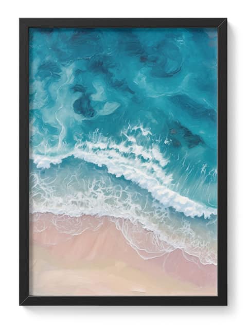 Ocean Wave Coastal Beach Bathroom Seaside Foam Aqua Turquoise Water