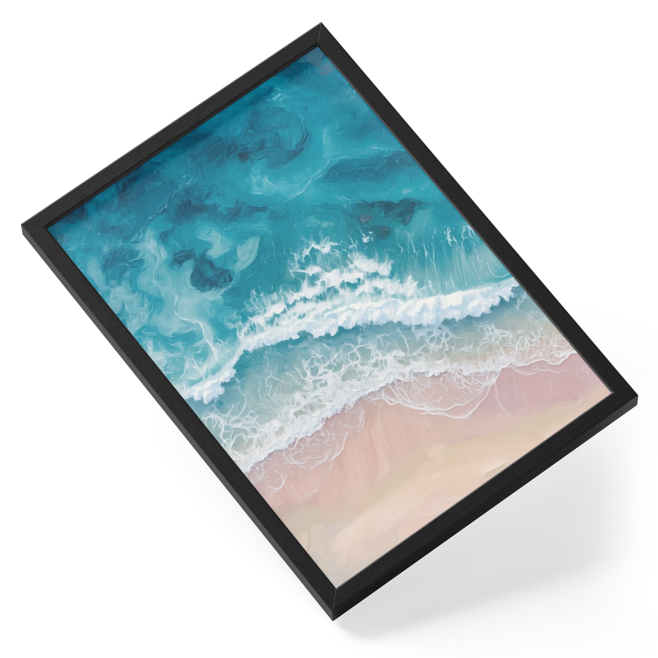 Ocean Wave Coastal Beach Bathroom Seaside Foam Aqua Turquoise Water — angled view