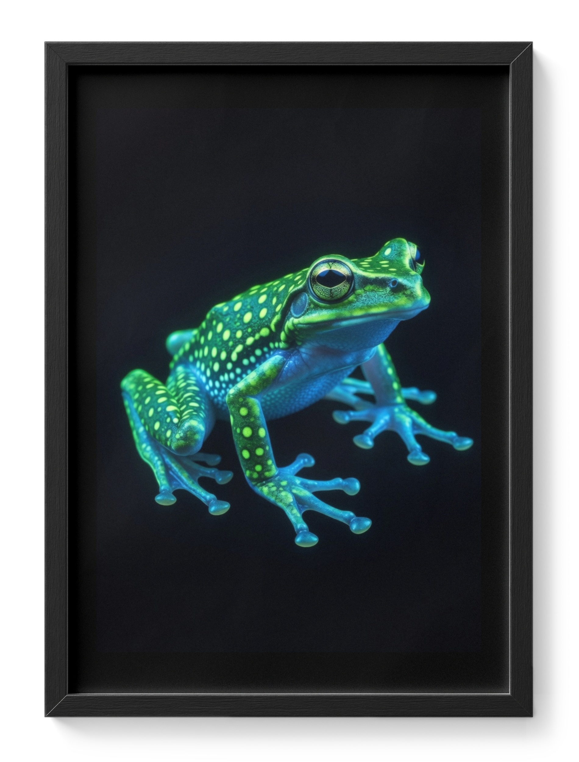 Majestic Uv Polka Dot Tree Frog Glowing Teal Spotted Amphibian Macro — main view