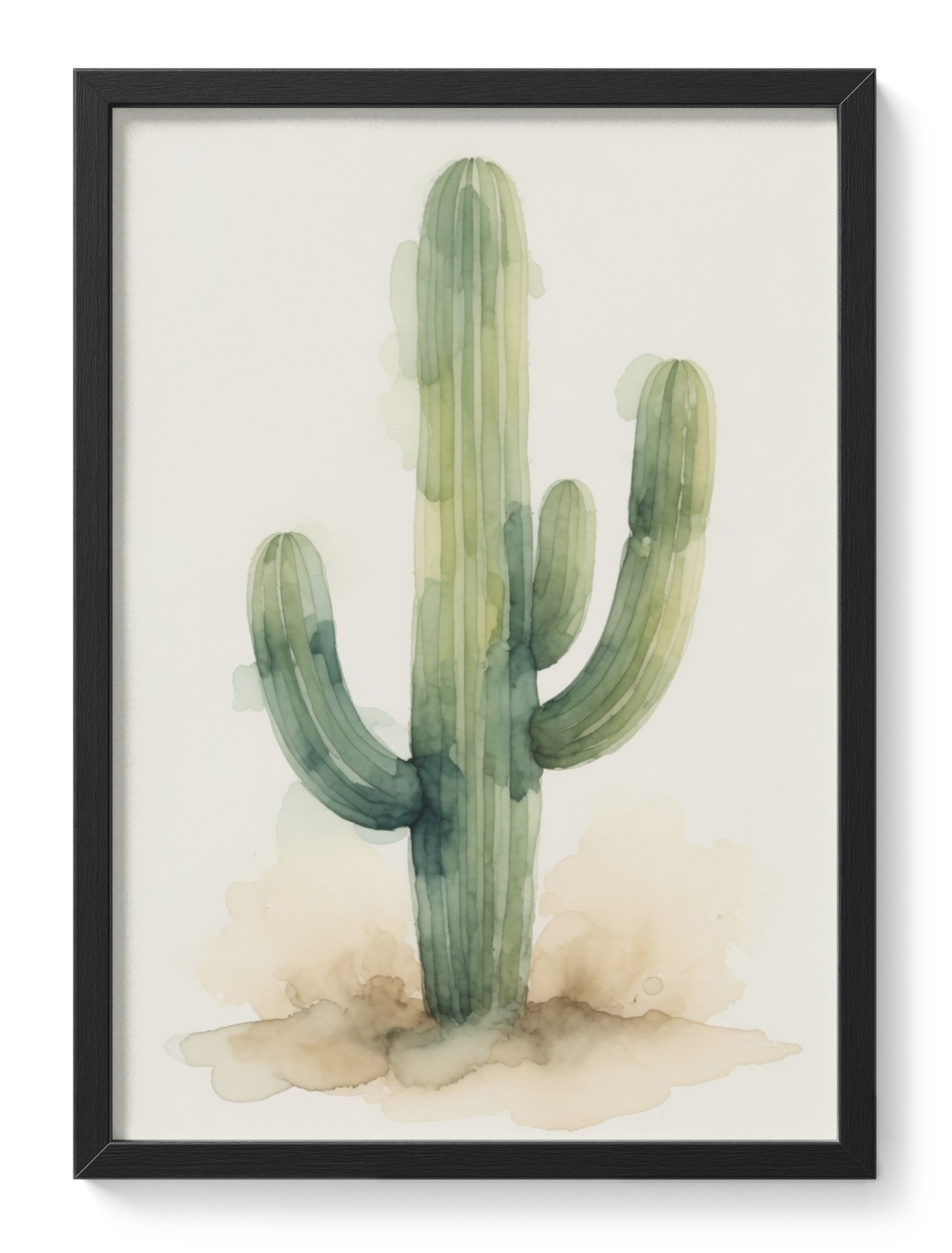 Soft Watercolour Saguaro Cactus Desert Botanical Minimal Calm Greens — main view