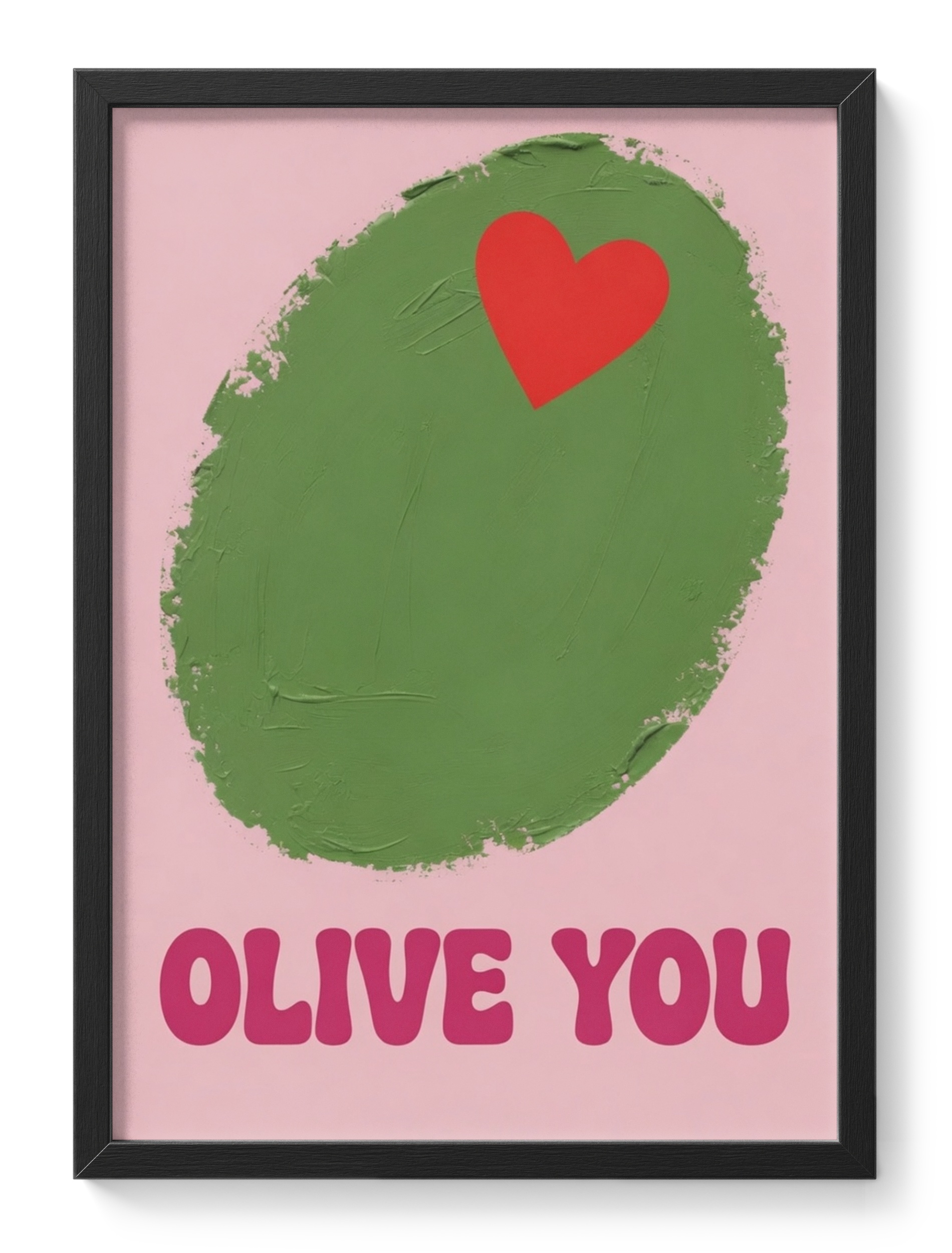 Olive You Funny Food Pun Love Heart Thick Green Pink Anniversaries — main view