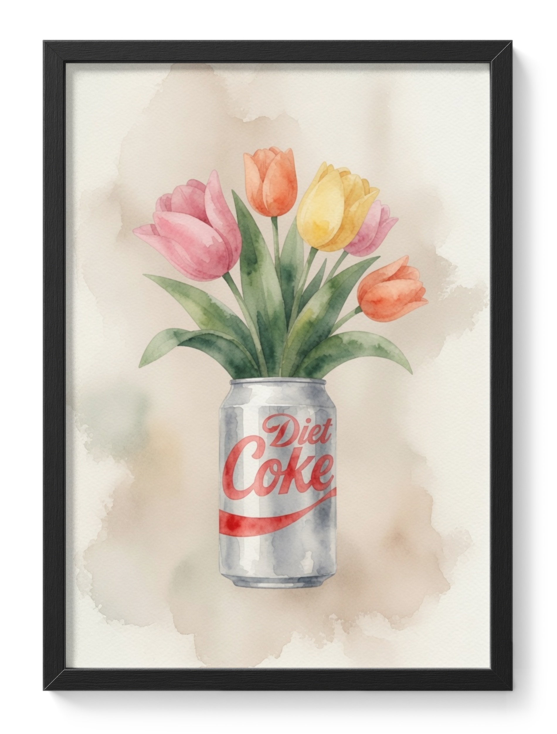 Diet Cola Flower Can Tulip Bouquet Pop Kitchen Fun Silver Vase Tulips — main view