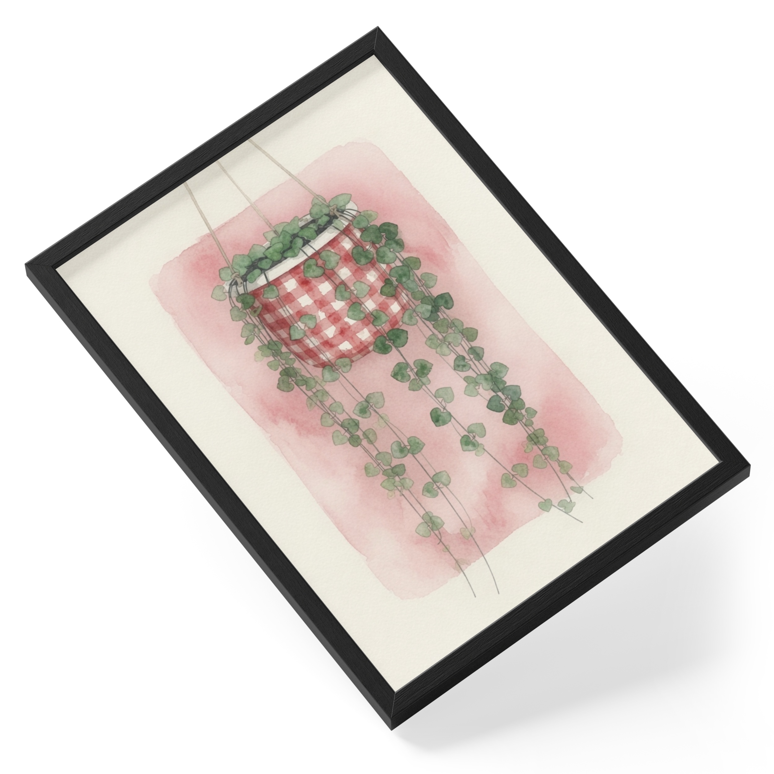 String Of Hearts Plant Hanging Botanical Gingham Soft Trailing Heart — angled view